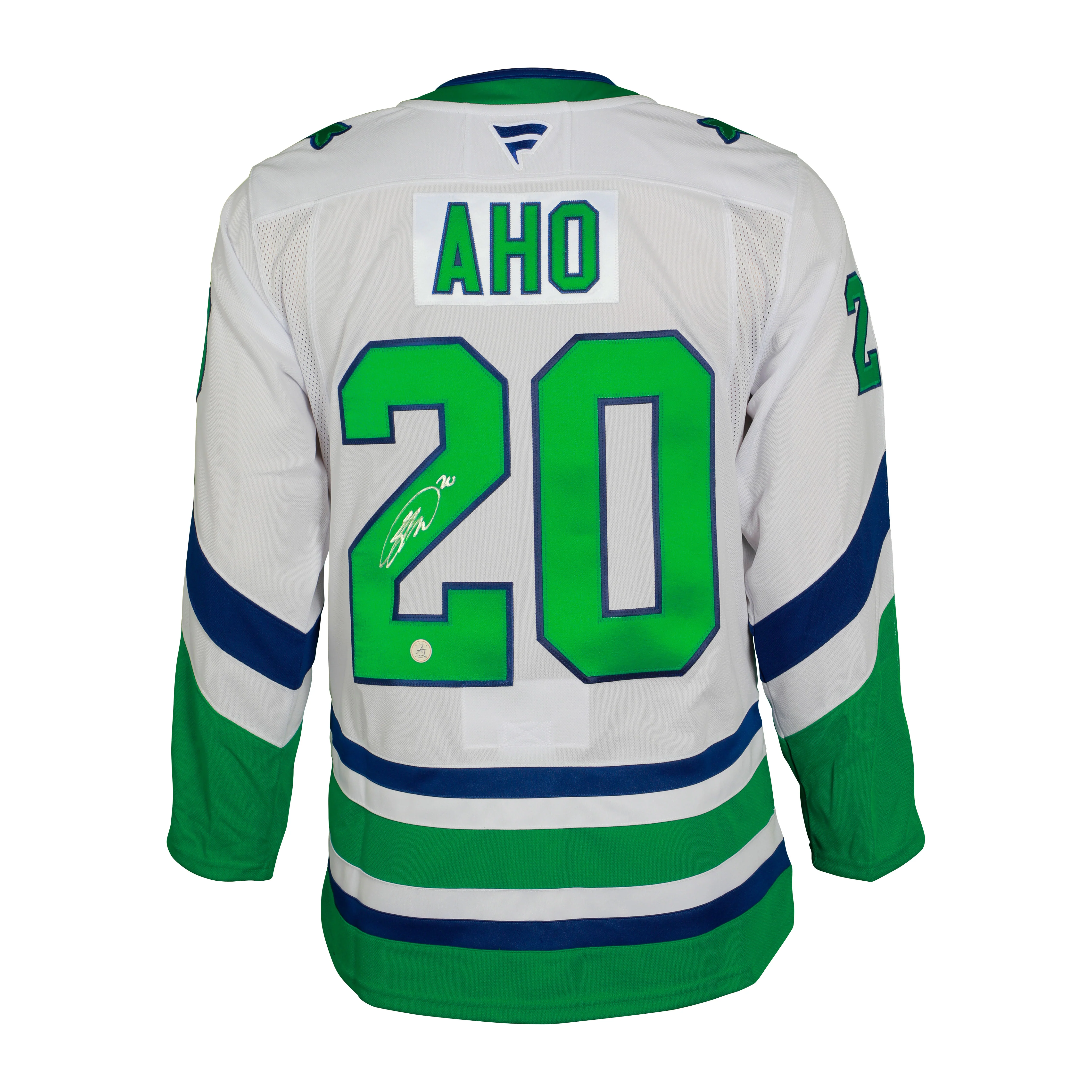 Sebastian Aho Signed Carolina Hurricanes Whalers Heritage Fanatics Premium Jersey