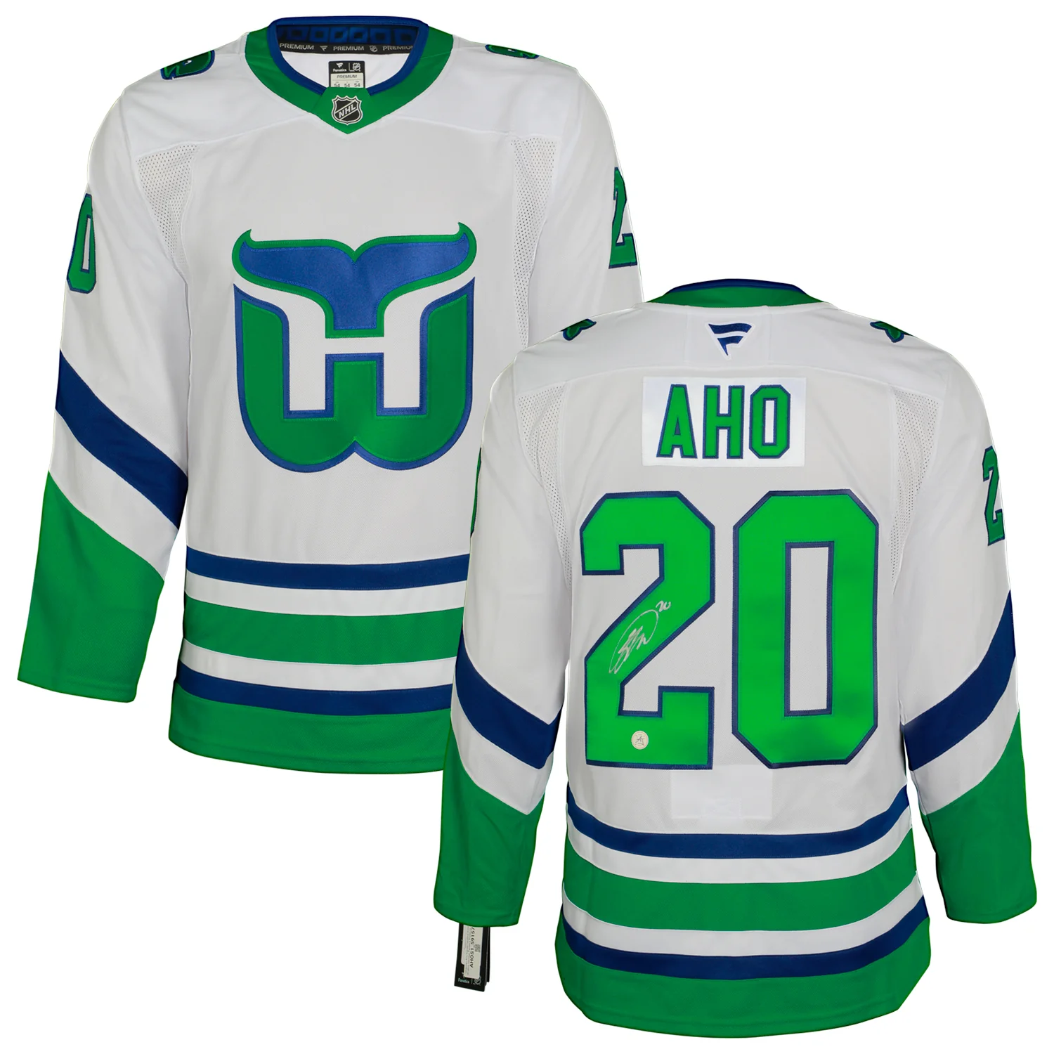 Sebastian Aho Signed Carolina Hurricanes Whalers Heritage Fanatics Premium Jersey - Image 3