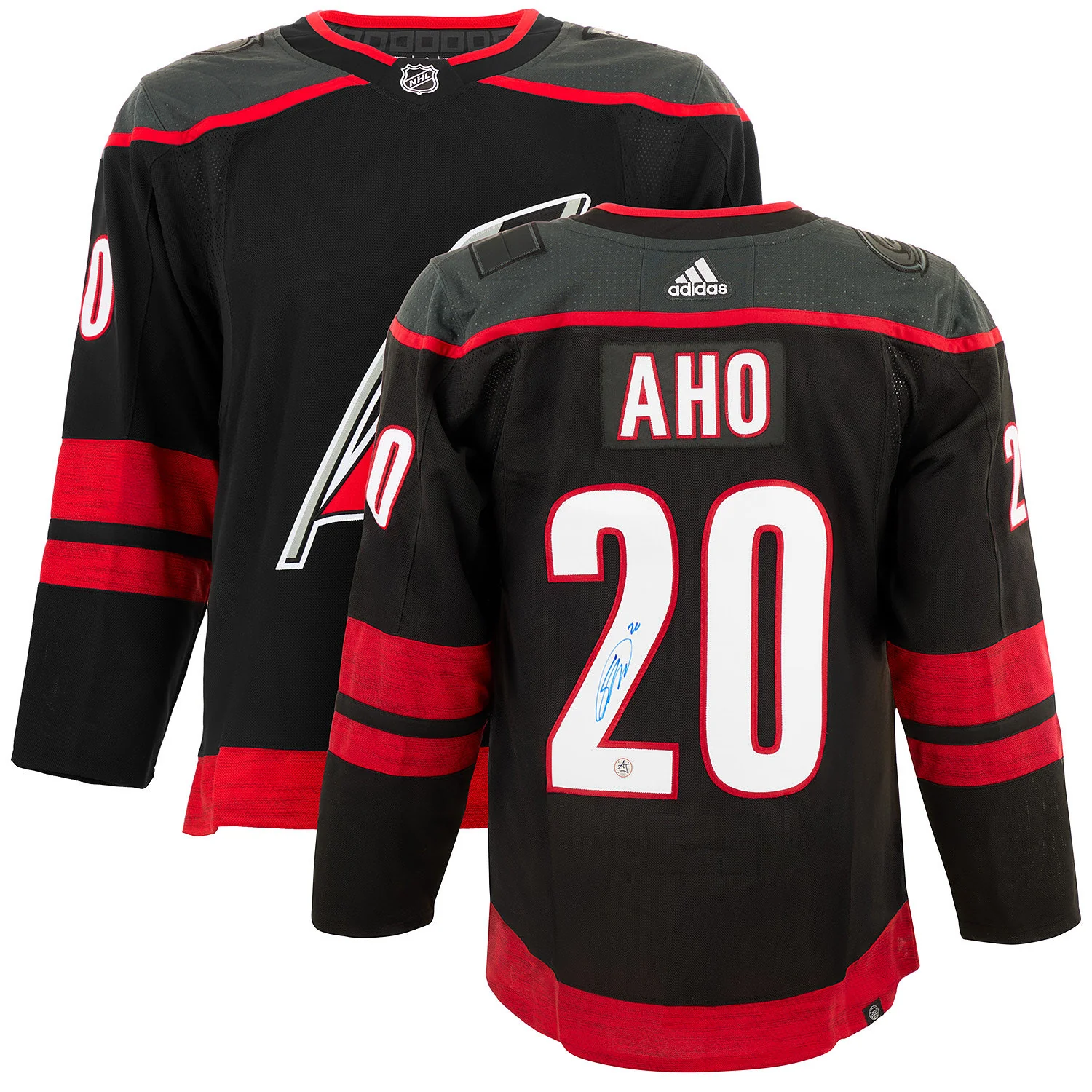 Sebastian Aho Signed Carolina Hurricanes Black adidas Jersey - Image 3