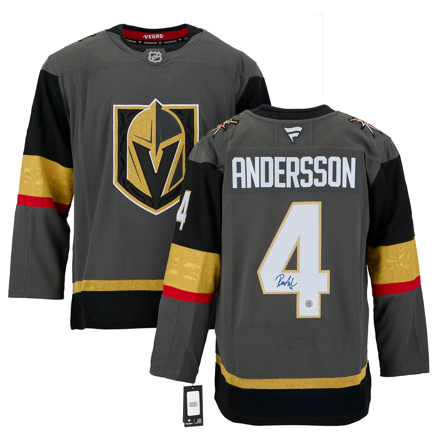 Rasmus Andersson Signed Vegas Golden Knights Alt Grey Fanatics Premium Jersey - Image 3