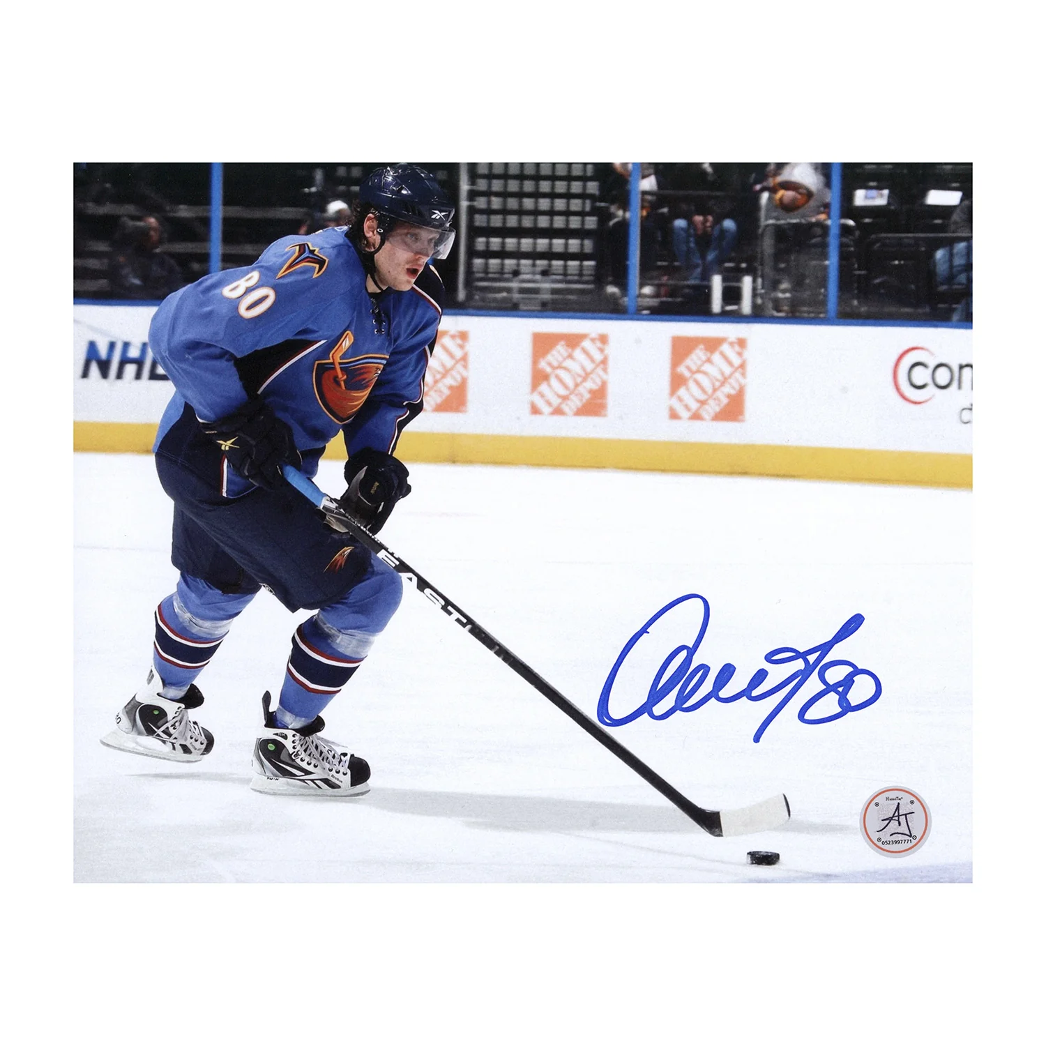 Nik Antropov Autographed Atlanta Thrashers Puck Rush 8x10 Photo
