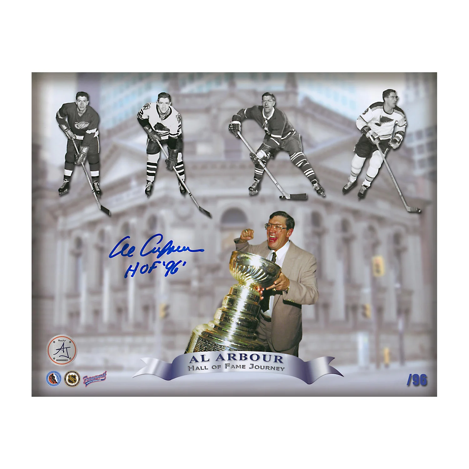 Al Arbour Signed Hockey Hall Of Fame Hall Of Fame Journey 8x10 Photo