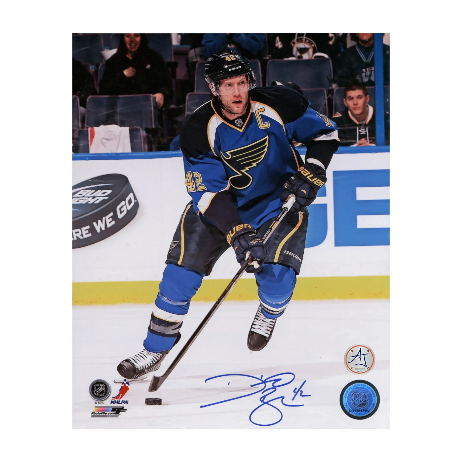 David Backes Autographed St Louis Blues Captain 8x10 Photo
