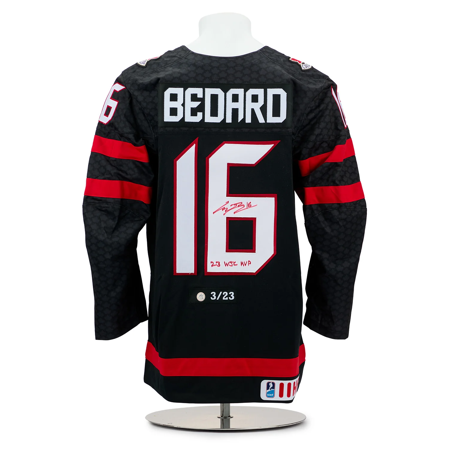 Connor Bedard Team Canada Signed & Inscribed World Jr MVP Nike Jersey #3/23