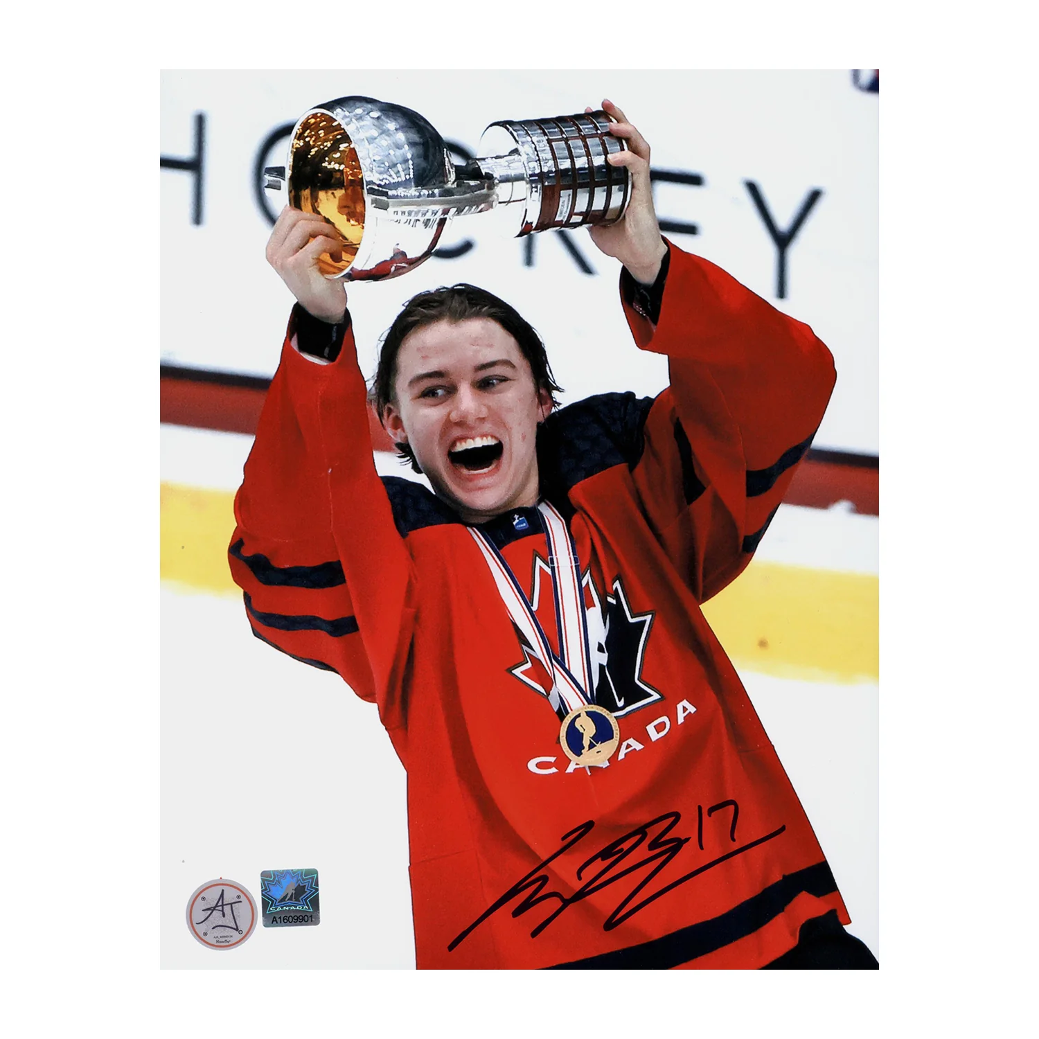 Connor Bedard Signed Team Canada U18 Hockey Gold 8x10 Photo