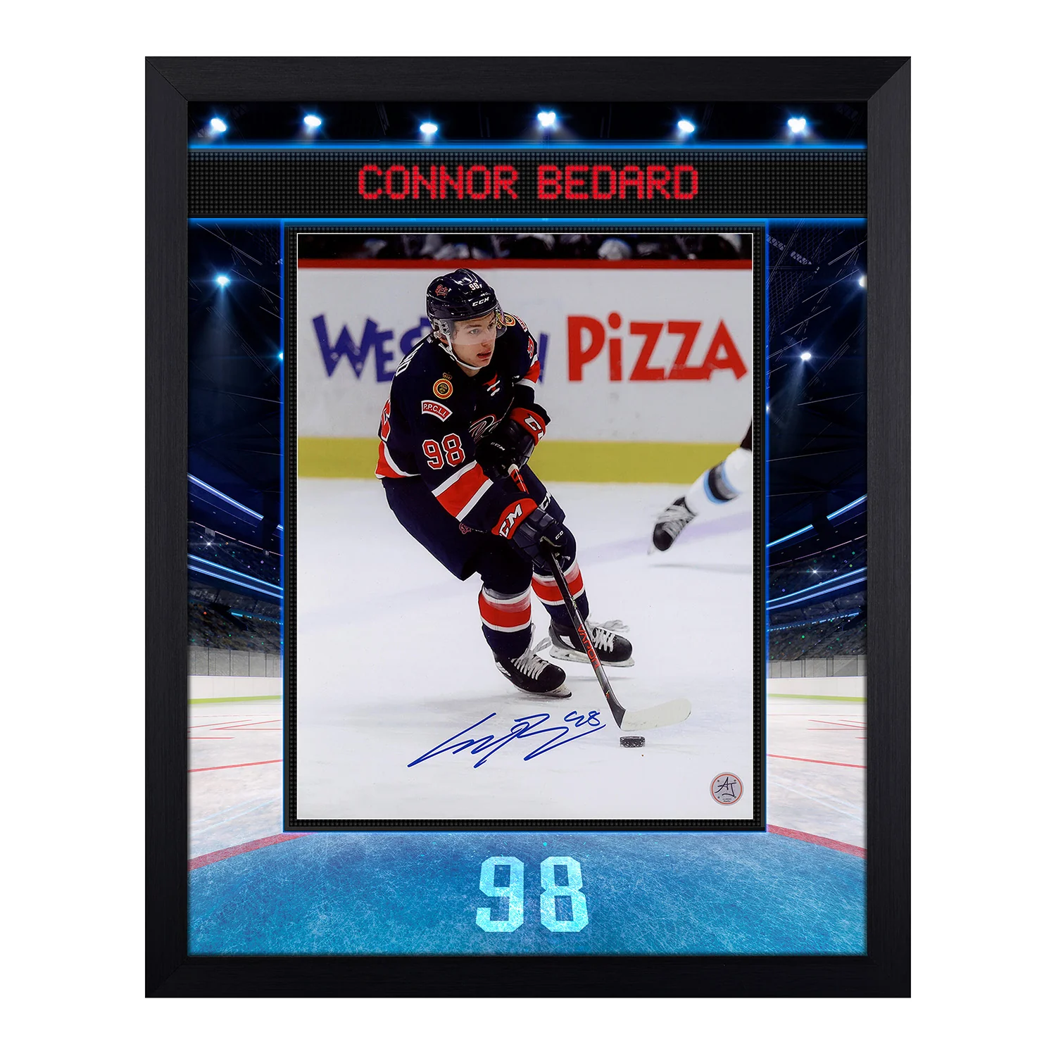 Connor Bedard Autographed Regina Pats Ribbon Board 19x23 Frame - Image 2
