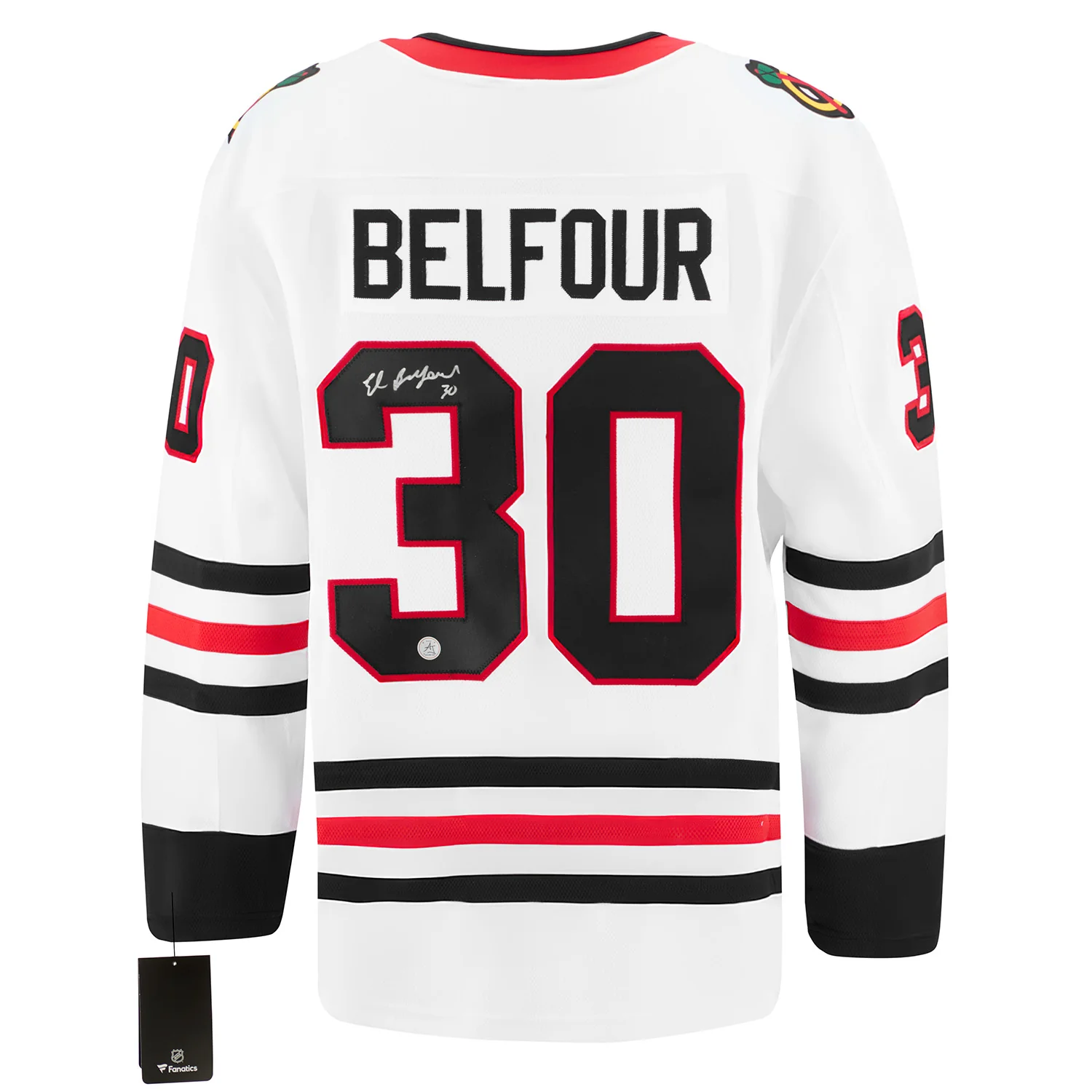 Ed Belfour Signed Chicago Blackhawks White Fanatics Breakaway Jersey