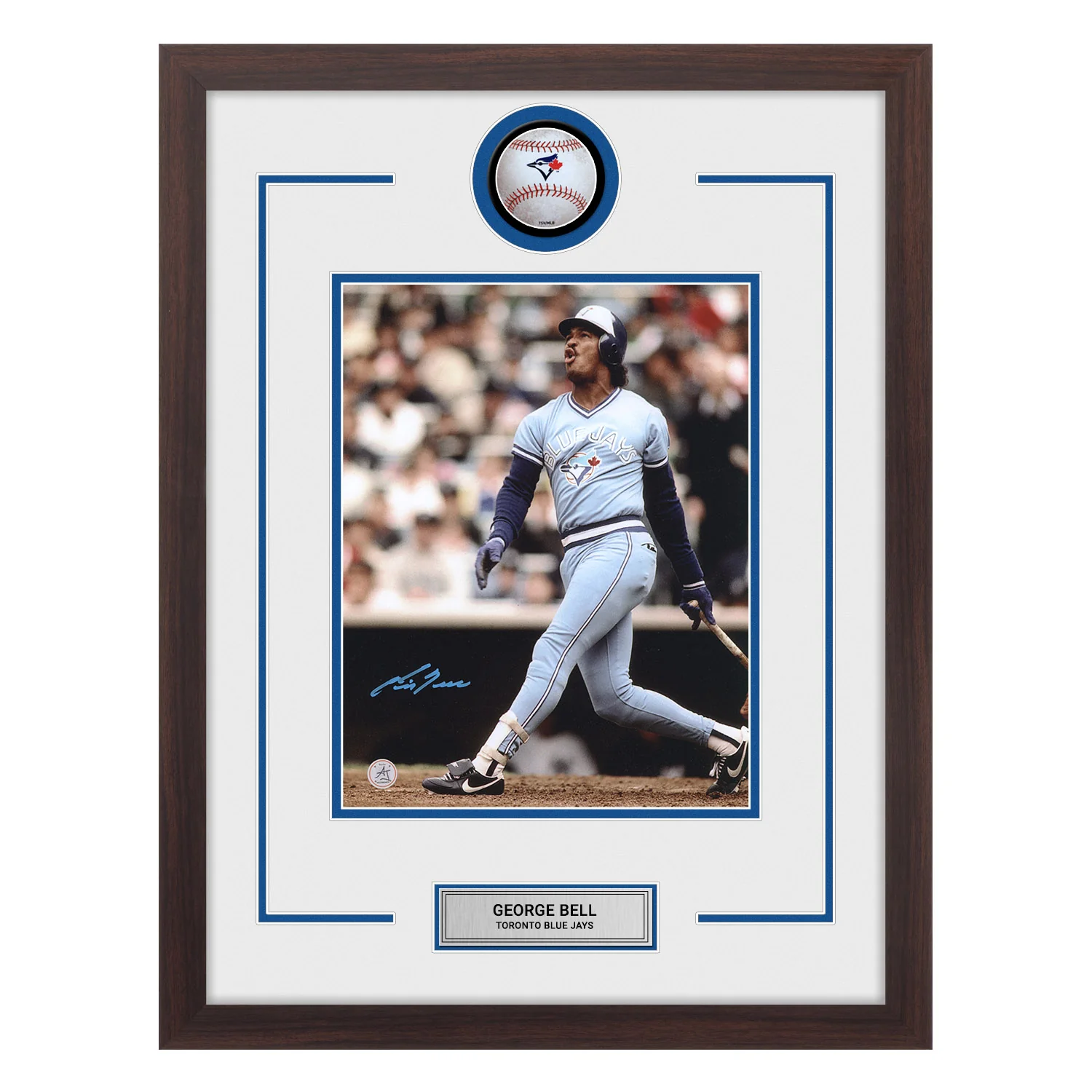 George Bell Autographed Toronto Blue Jays Baseball Logo 20x26 Frame