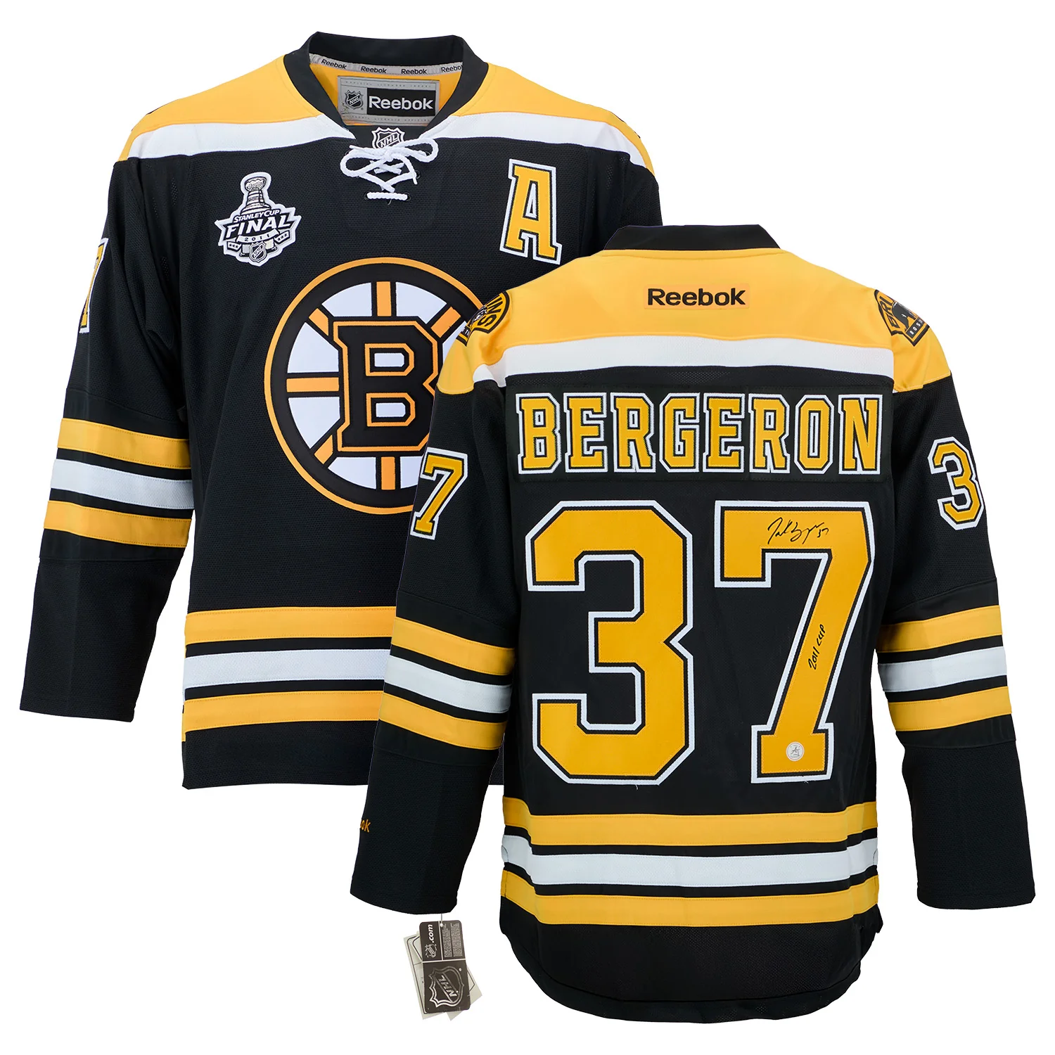 Patrice Bergeron Signed & Inscribed Boston Bruins 2011 Stanley Cup Reebok Jersey - Image 3
