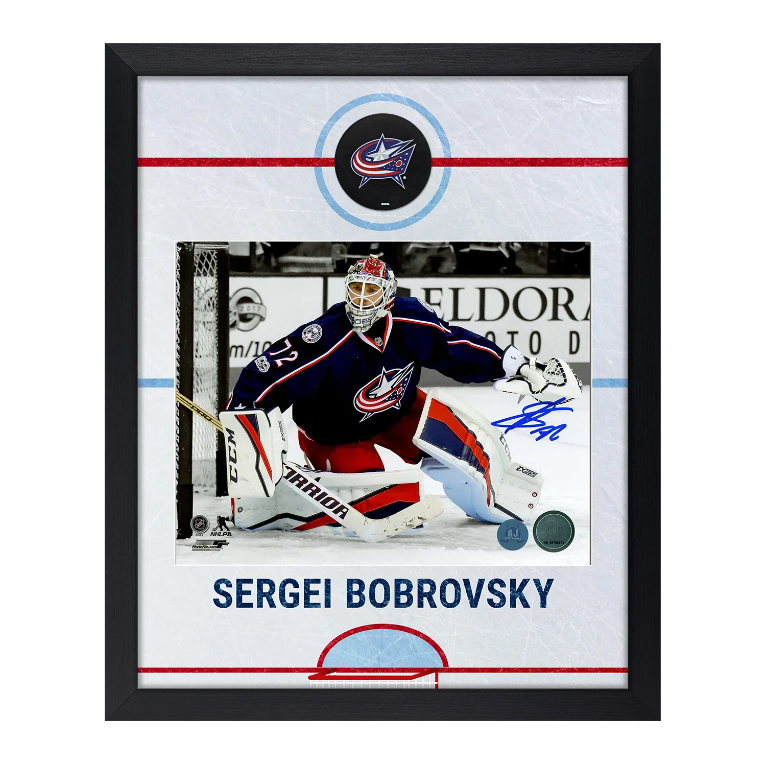 Sergei Bobrovsky Autographed Columbus Blue Jackets Graphic Rink 19x23 Frame