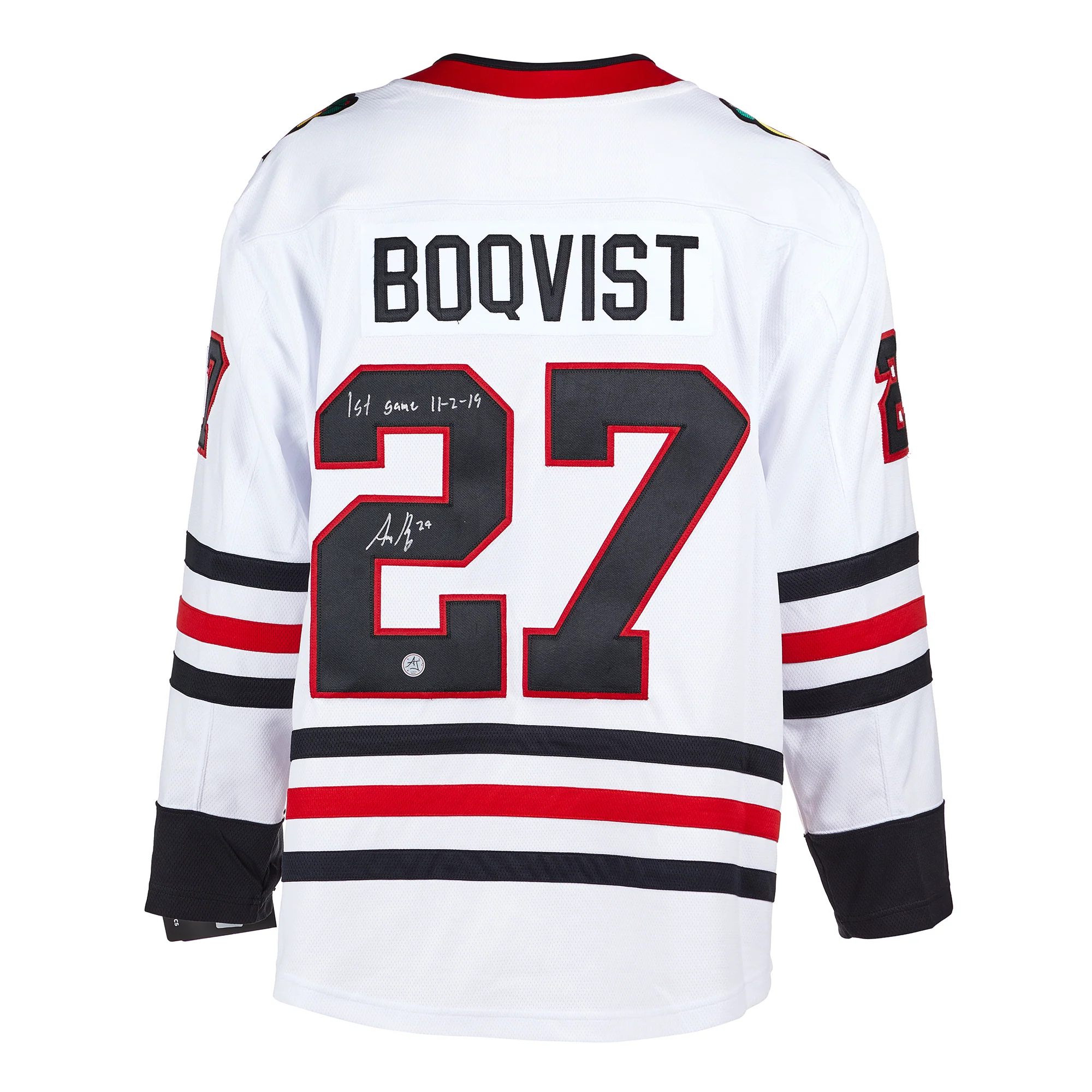 Adam Boqvist Chicago Blackhawks Signed & Dated 1st Game Fanatics Jersey