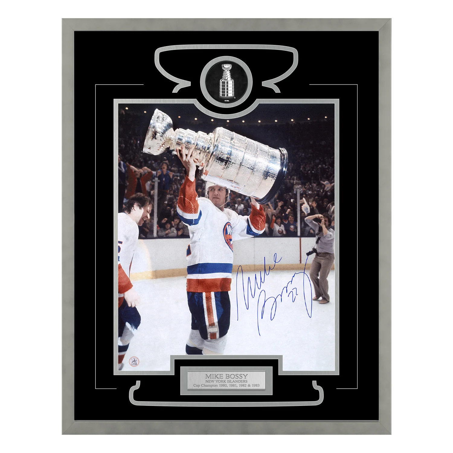 Mike Bossy Signed New York Islanders Stanley Cup Victory 26x32 Frame