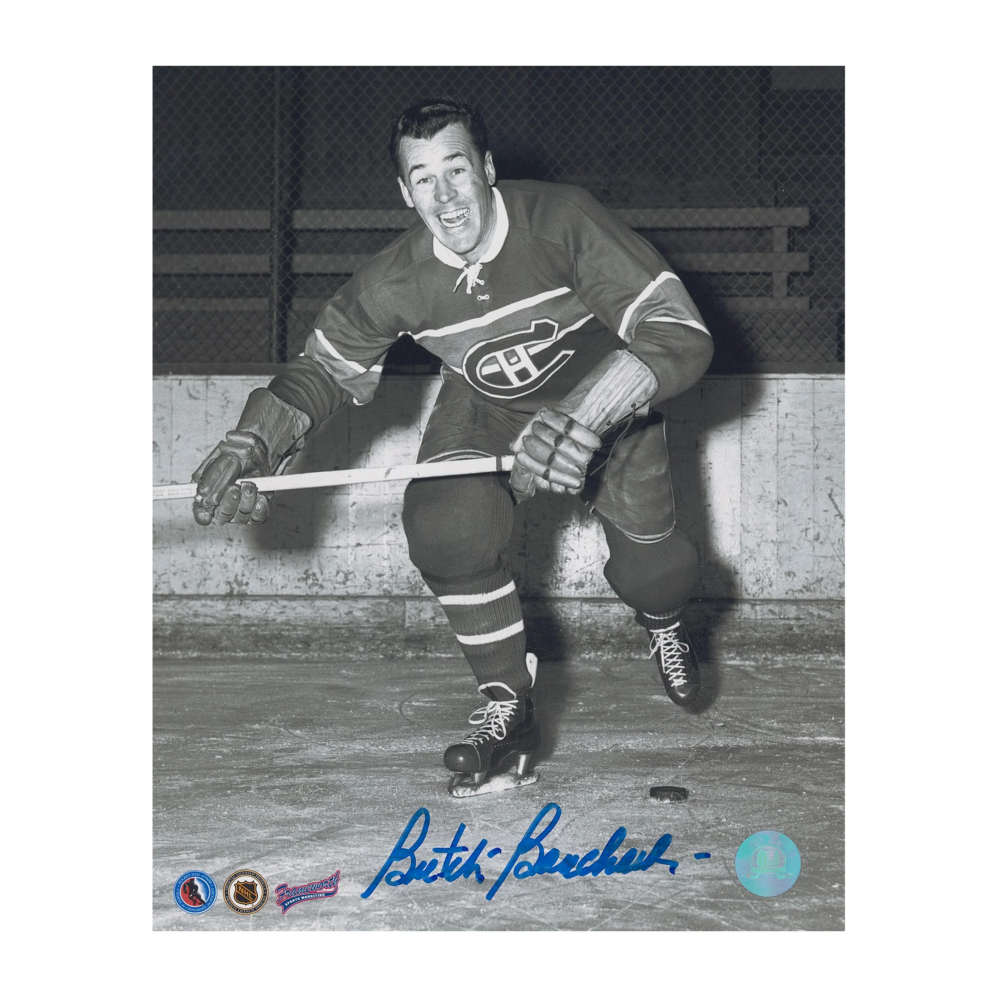 Butch Bouchard Autographed Montreal Canadiens 8x10 Photo