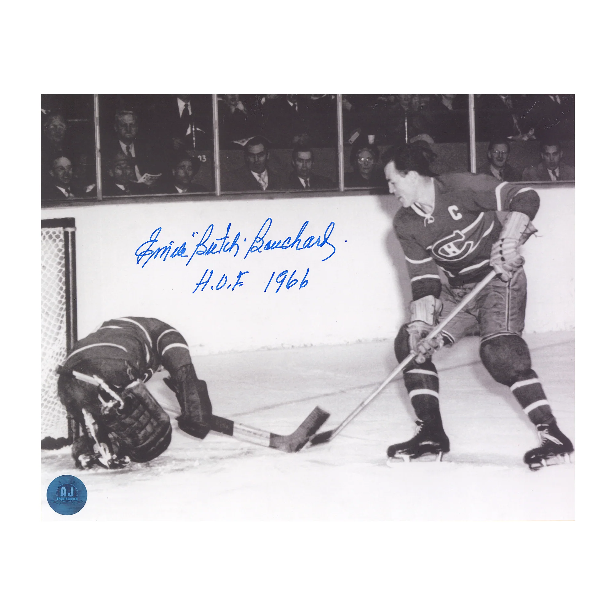 Butch Bouchard Signed Montreal Canadiens Game Action 8x10 Photo