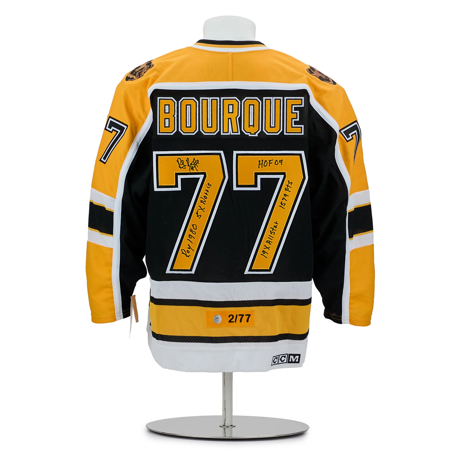 Ray Bourque Boston Bruins Signed & Inscribed Stats Vintage CCM Jersey #2/77