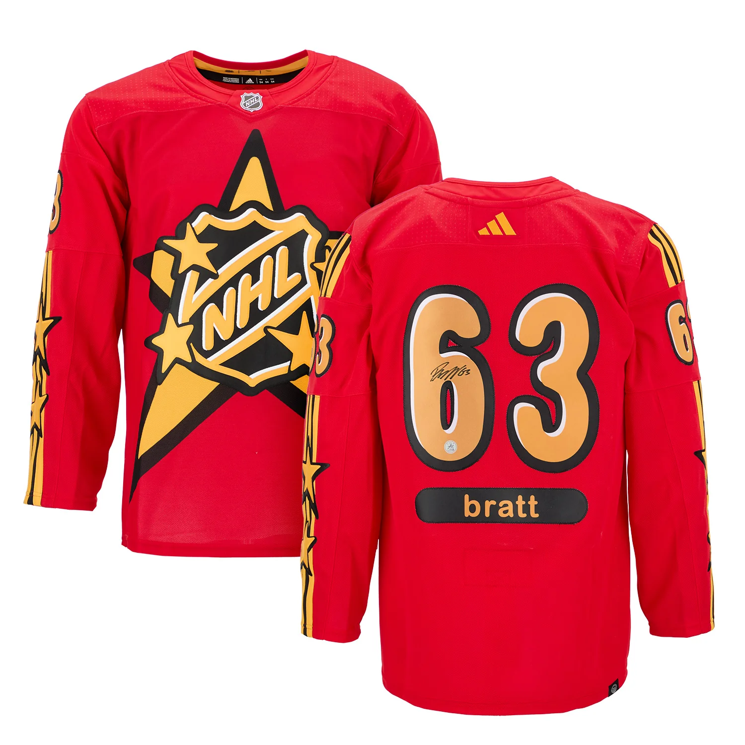 Jesper Bratt Autographed 2024 NHL All-Star Game Red adidas Jersey - Image 3
