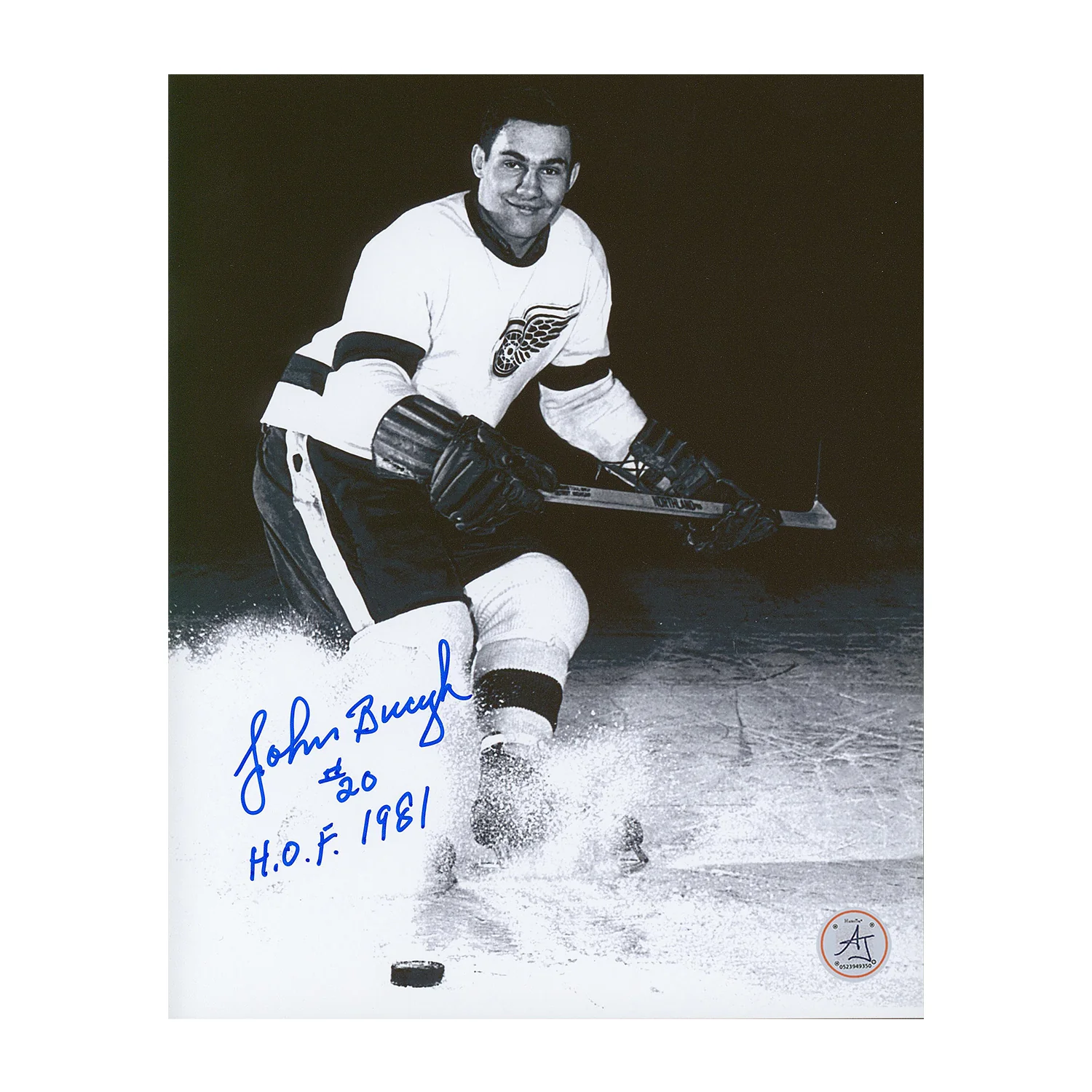 Johnny Bucyk Autographed Detroit Red Wings Rookie 8x10 Photo