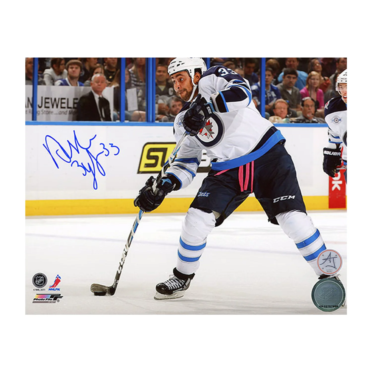 Dustin Byfuglien Autographed Winnipeg Jets Slapshot 8x10 Photo