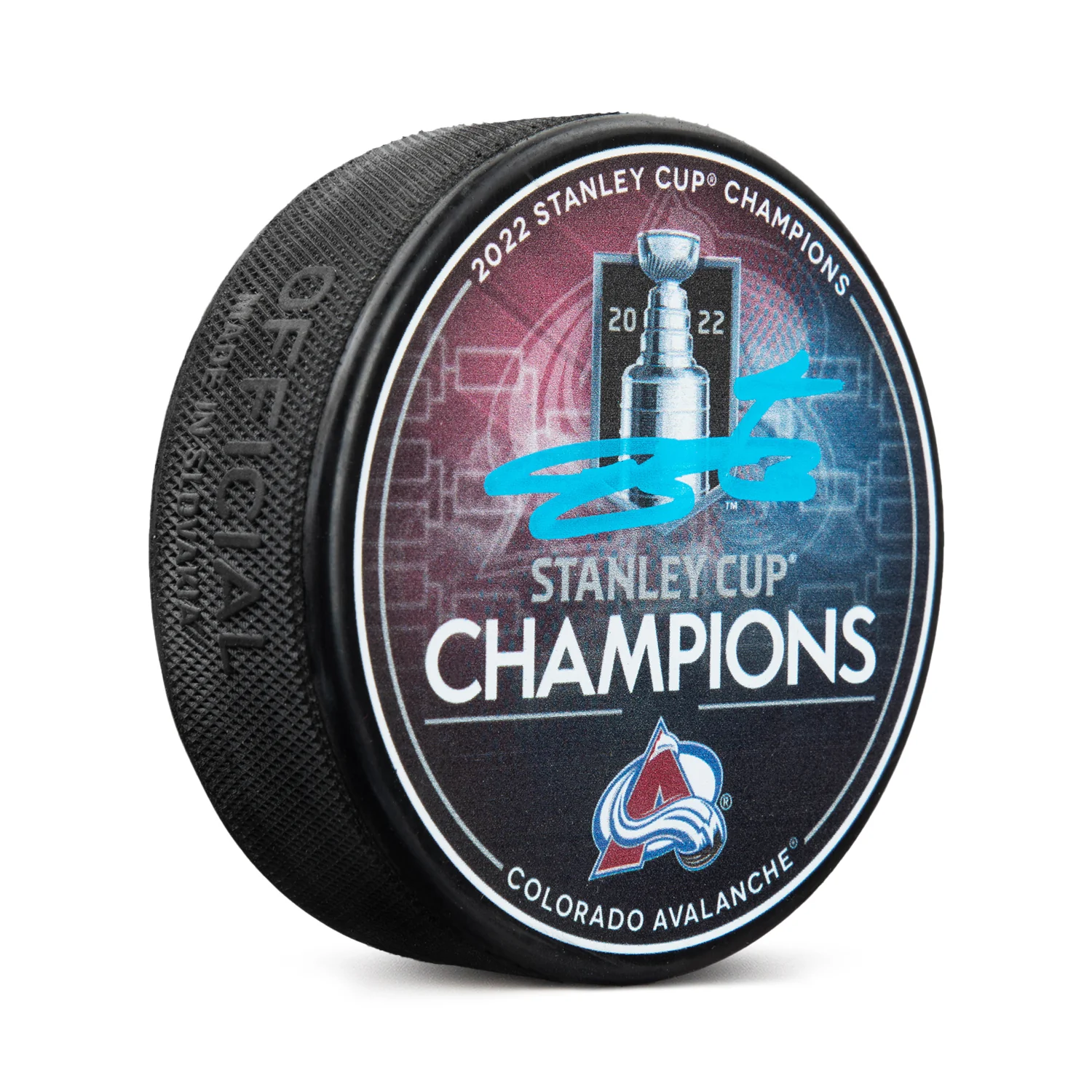 Bowen Byram Signed Colorado Avalanche 2022 Stanley Cup Champions Puck