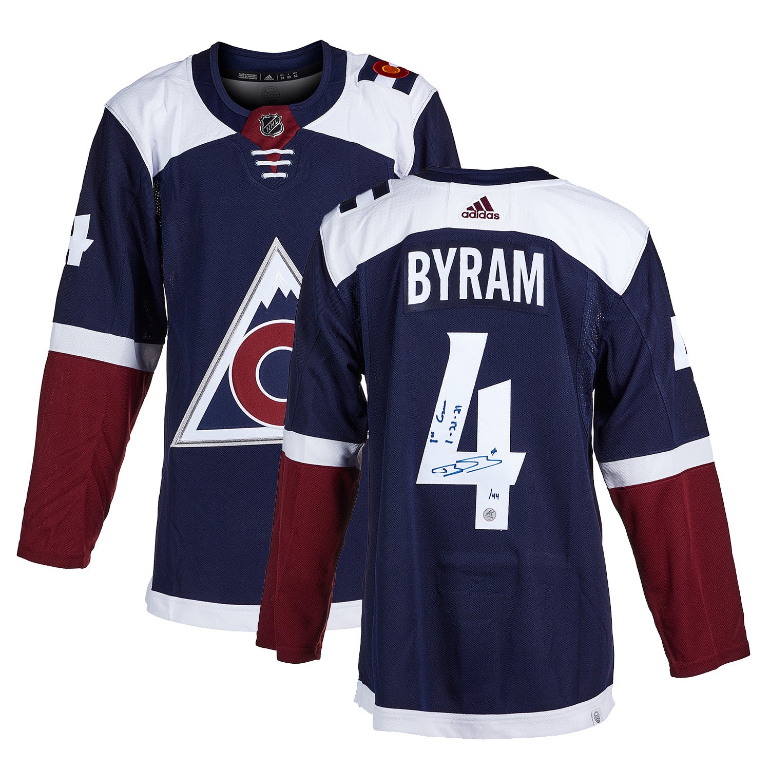 Bowen Byram Colorado Avalanche Signed & Dated 1st Game adidas Jersey #/44 - Image 3