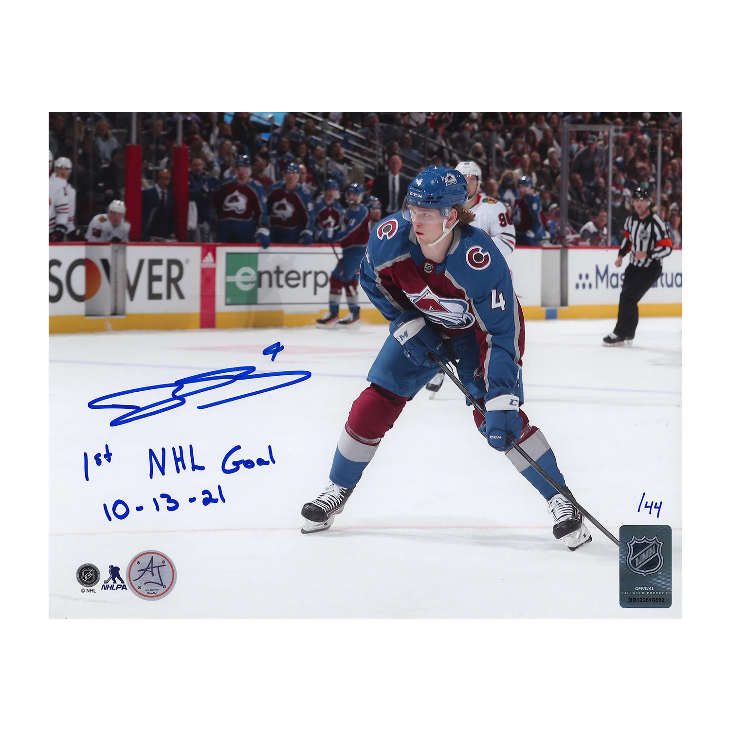 Bowen Byram Signed Colorado Avalanche 1st NHL Goal 8x10 Photo