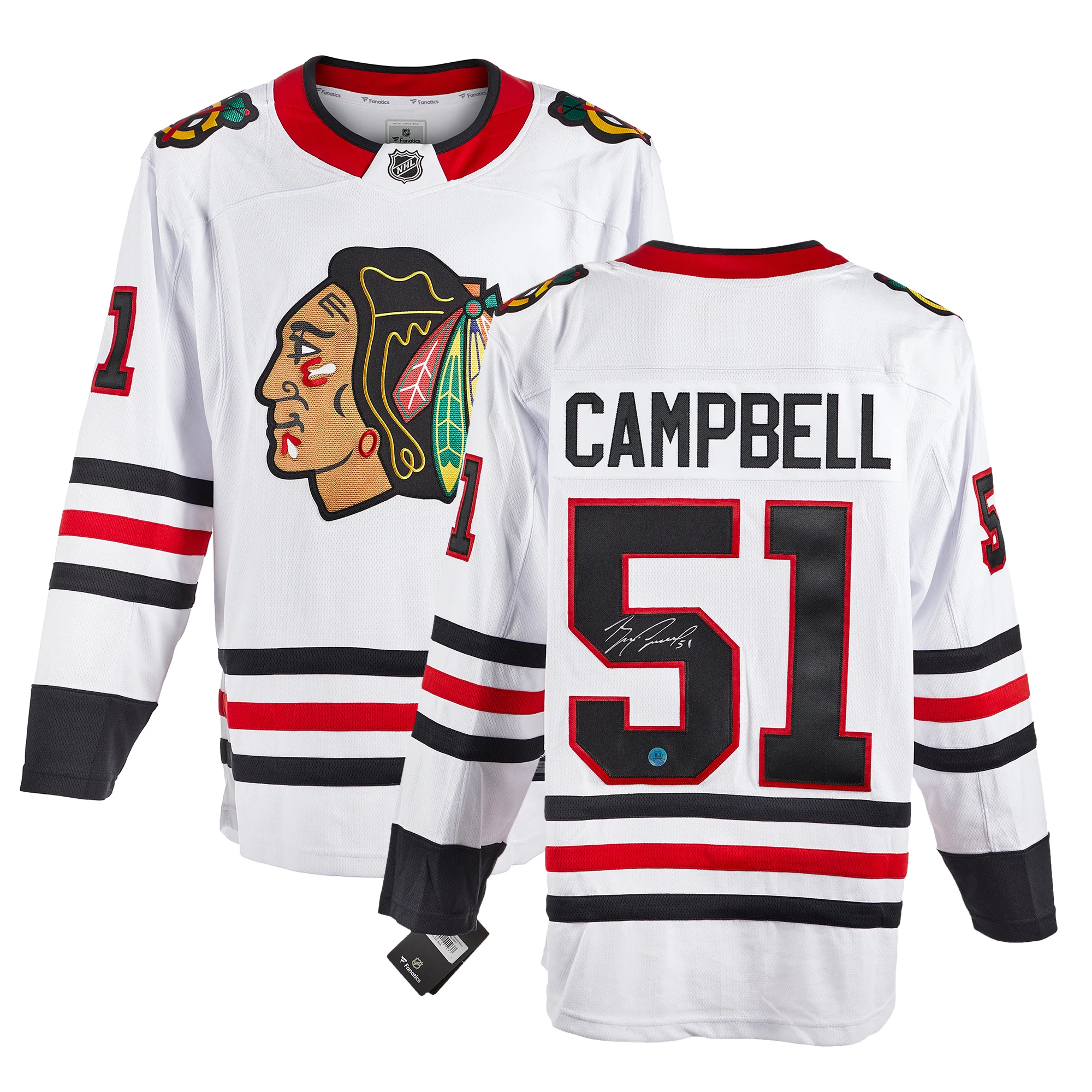 Brian Campbell Signed Chicago Blackhawks White Fanatics Breakaway Jersey - Image 3