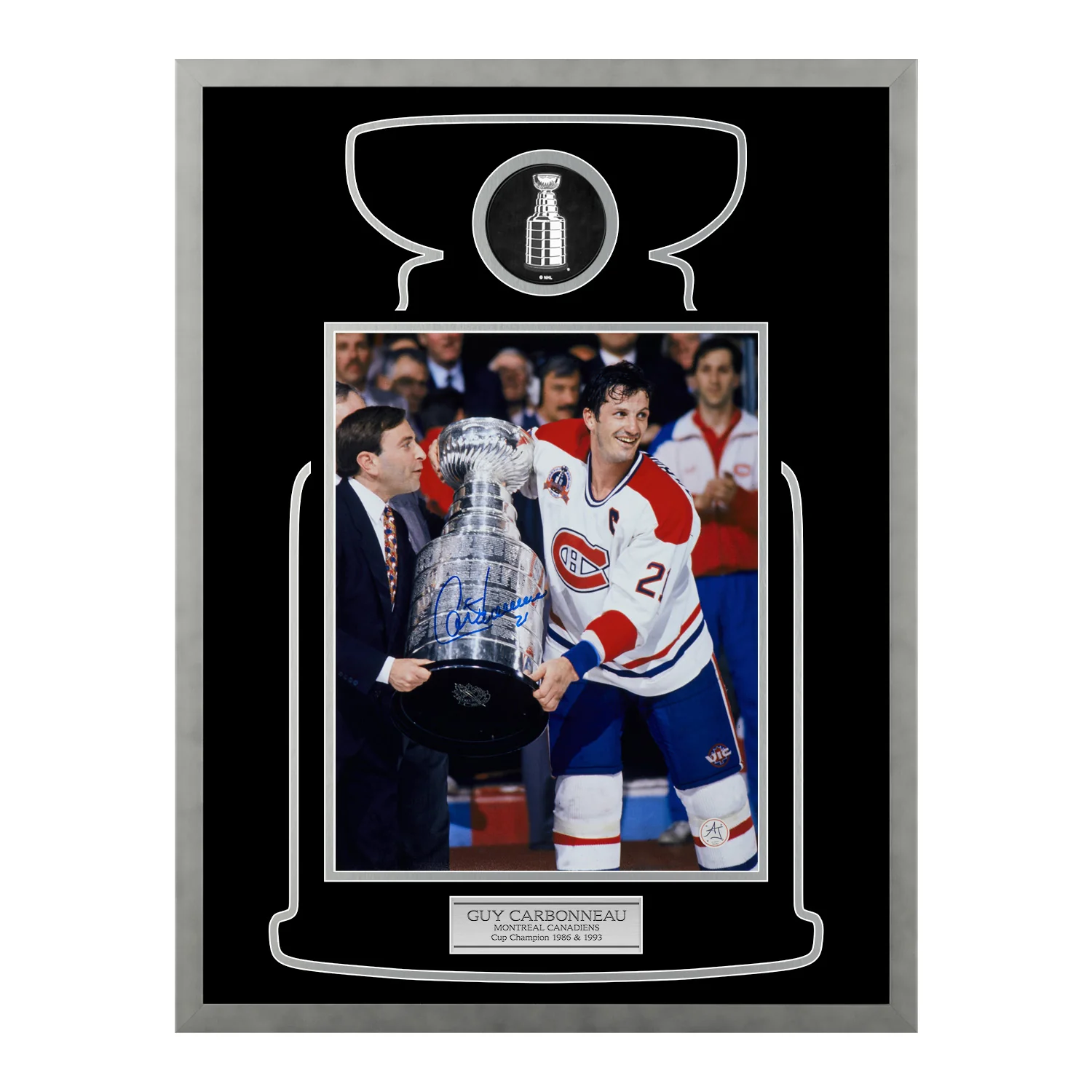 Guy Carbonneau Signed Montreal Canadiens Cup Champion 20x26 Frame