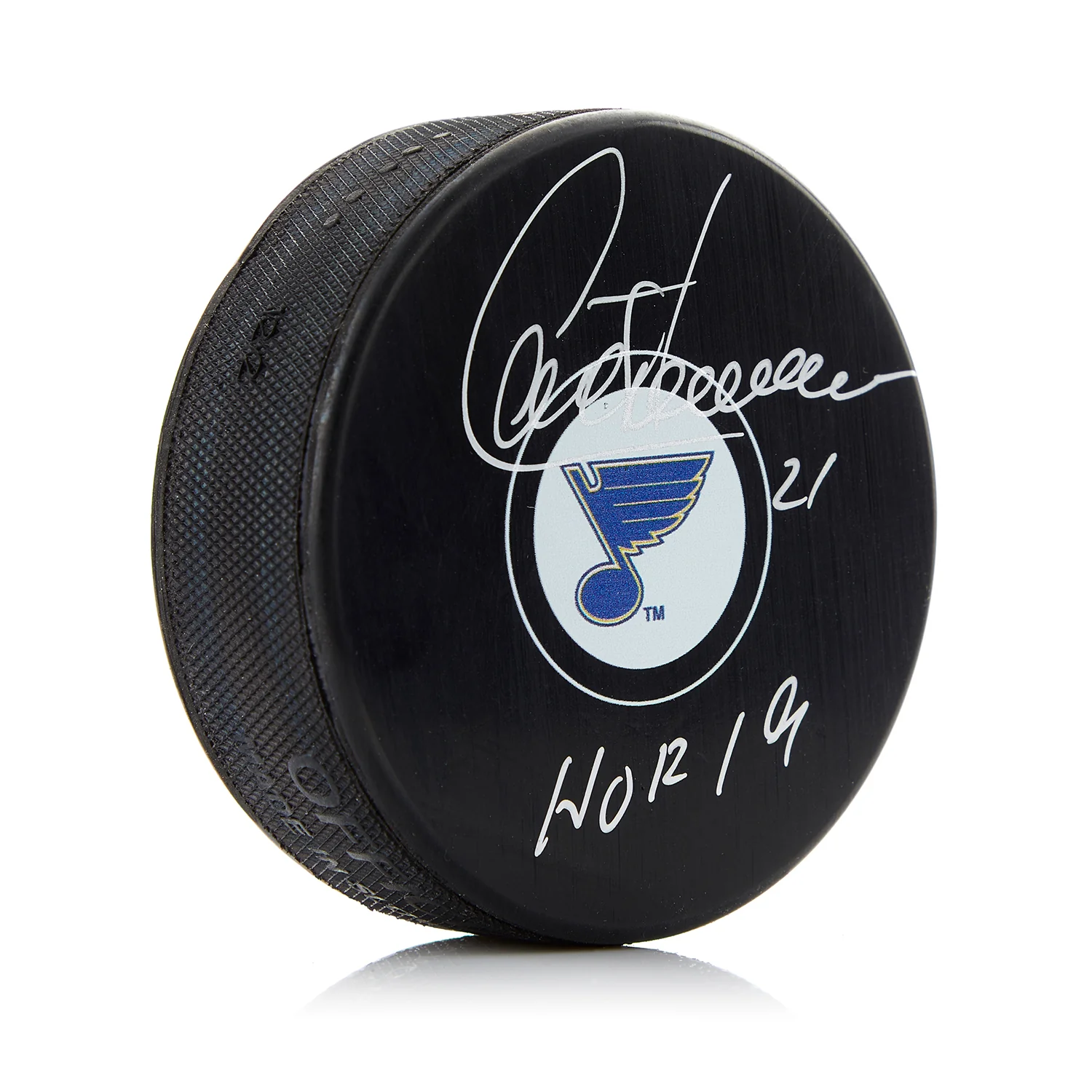 Guy Carbonneau Autographed St Louis Blues Hockey Puck with HOF Note