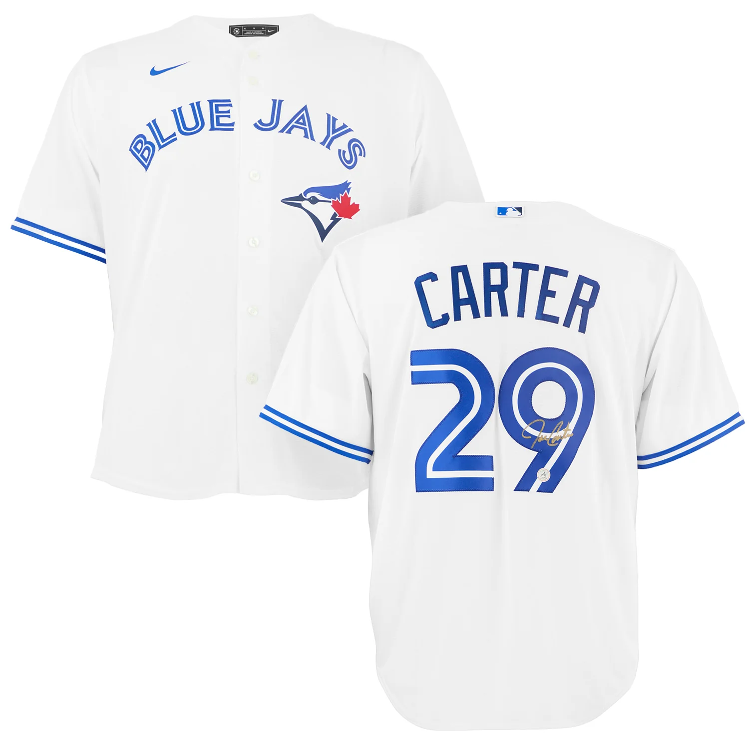 Joe Carter Autographed Toronto Blue Jays White Nike Baseball Jersey - Image 3