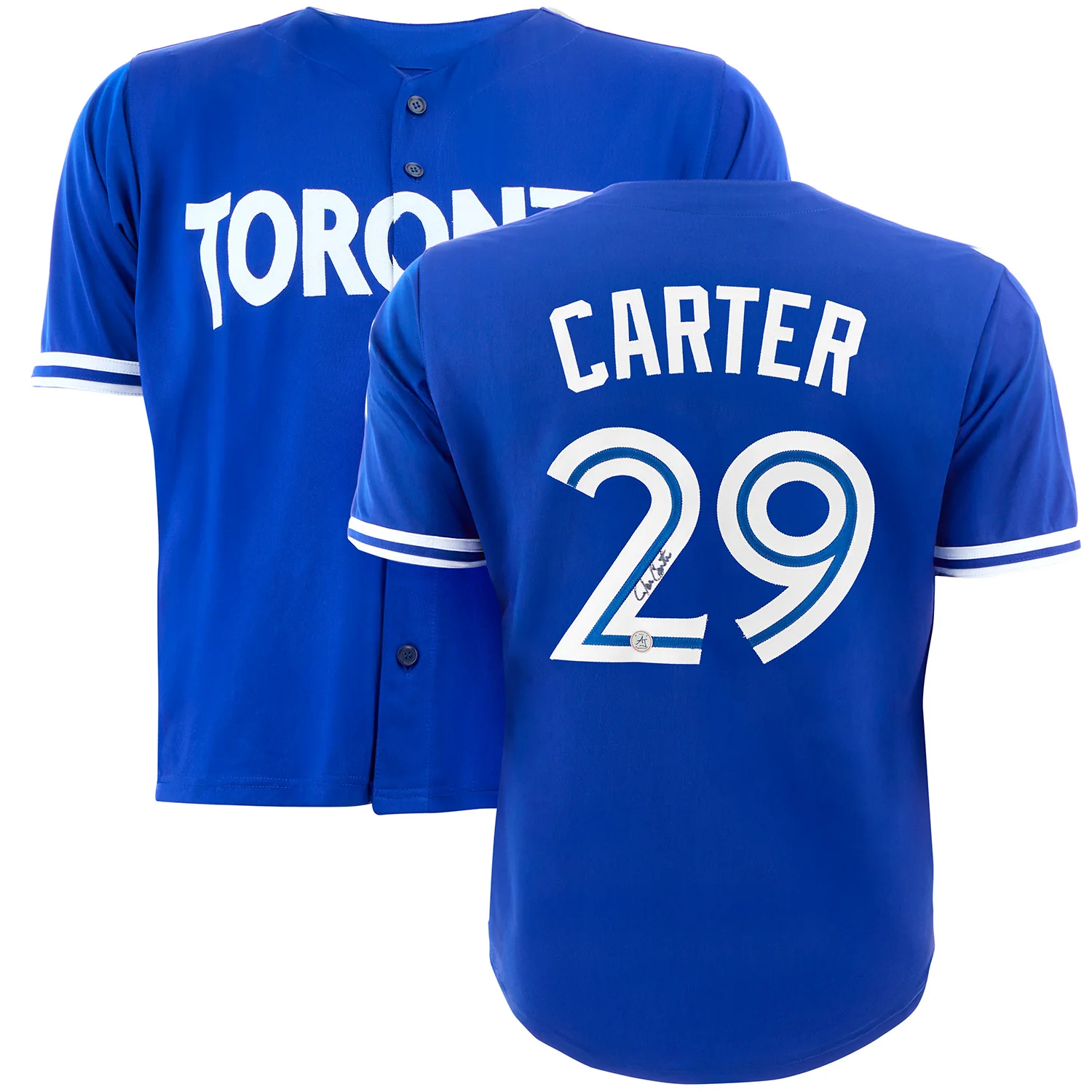Joe Carter Autographed Toronto City Design Blue Baseball Jersey - Image 3