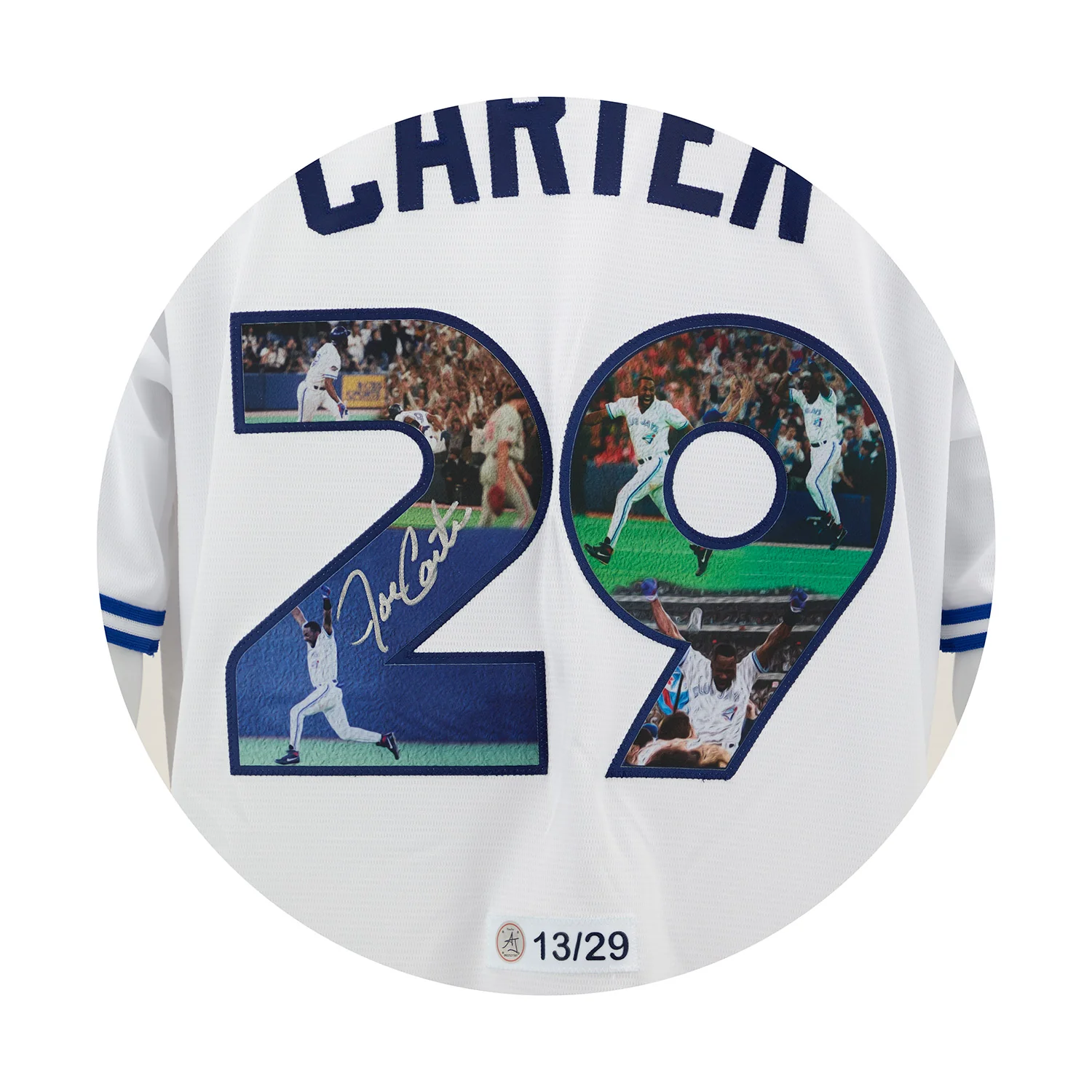 Joe Carter Signed Toronto Blue Jays World Series Home Run Art Jersey #13/29 - Image 3
