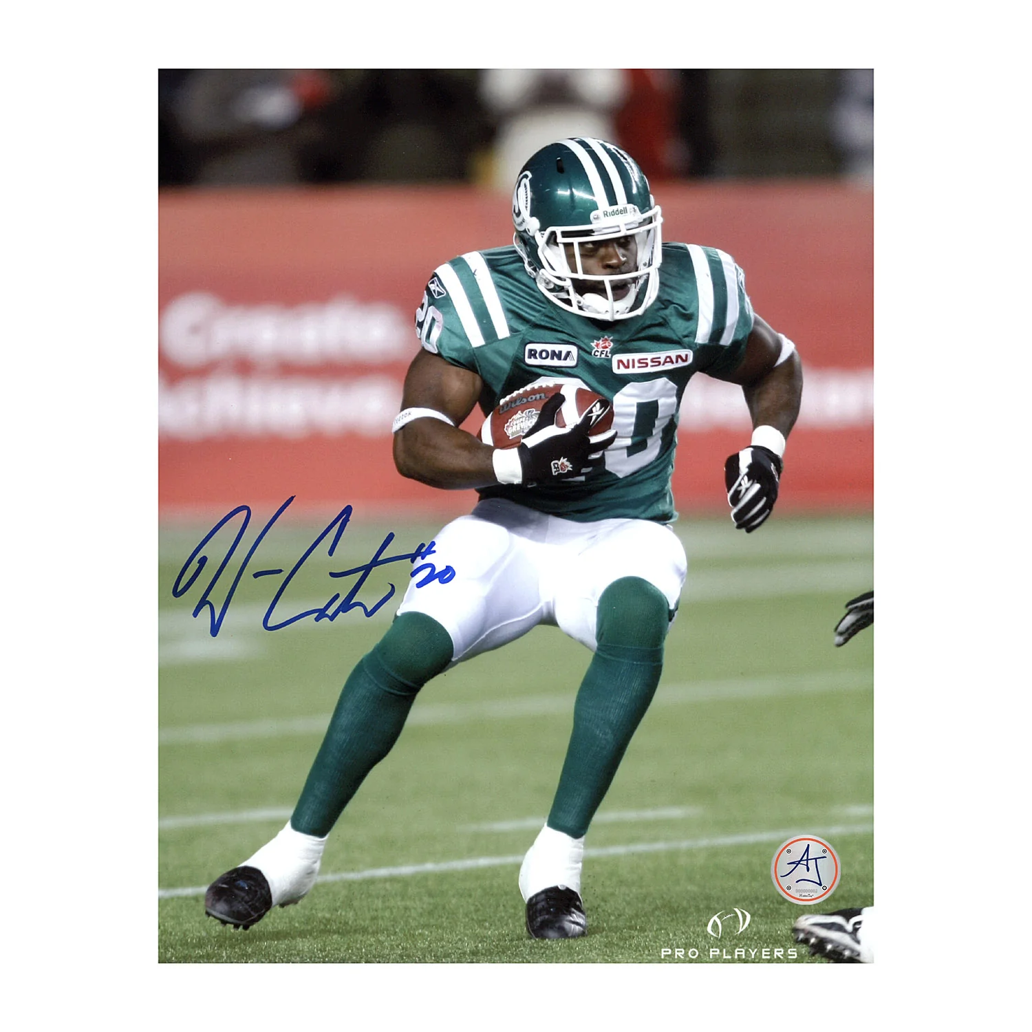 Wes Cates Autographed Saskatchewan Roughriders CFL Football 8x10 Photo