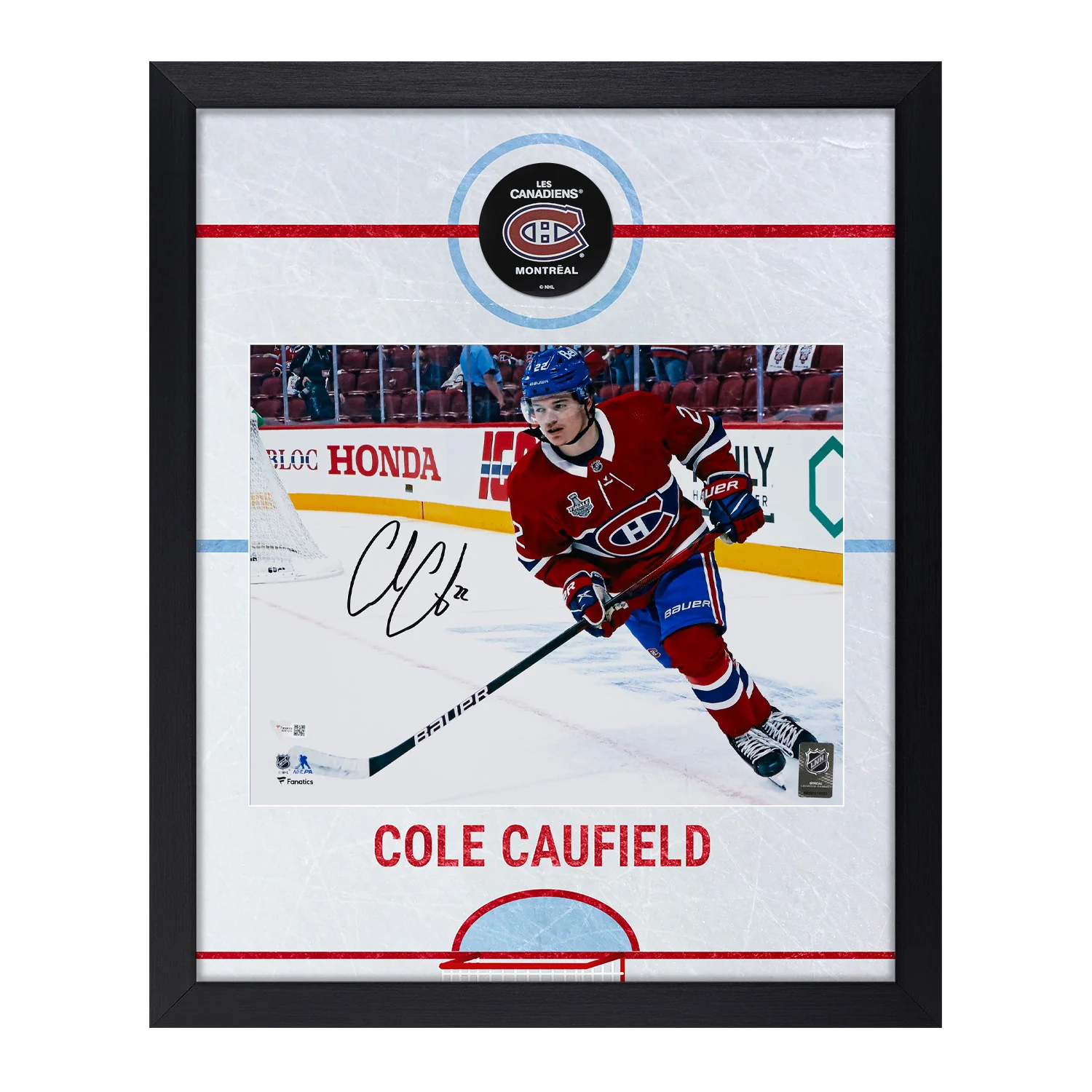 Cole Caufield Signed Montreal Canadiens Graphic Rink 19x23 Frame