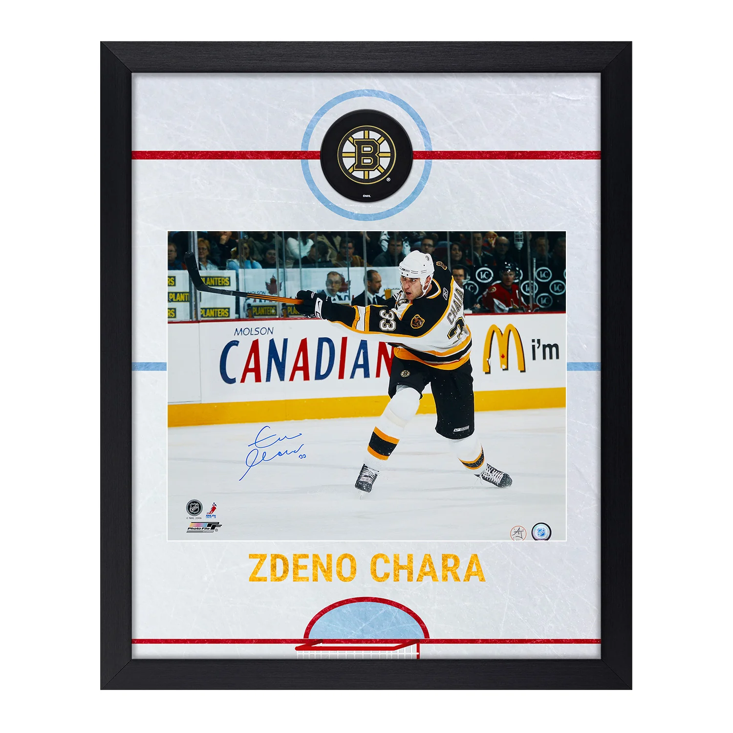 Zdeno Chara Autographed Boston Bruins Graphic Rink 26x32 Frame
