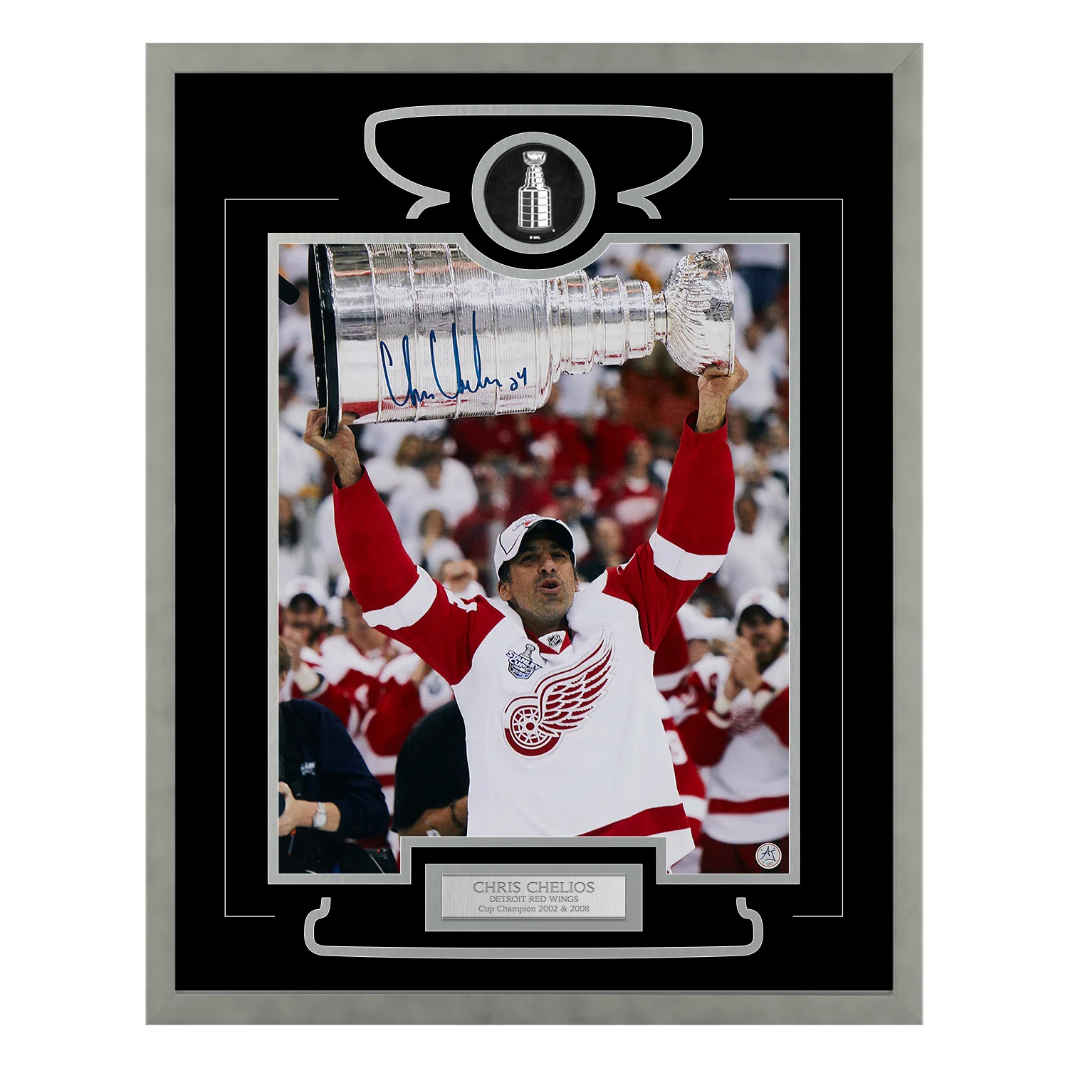 Chris Chelios Autographed Detroit Red Wings Stanley Cup Victory 26x32 Frame