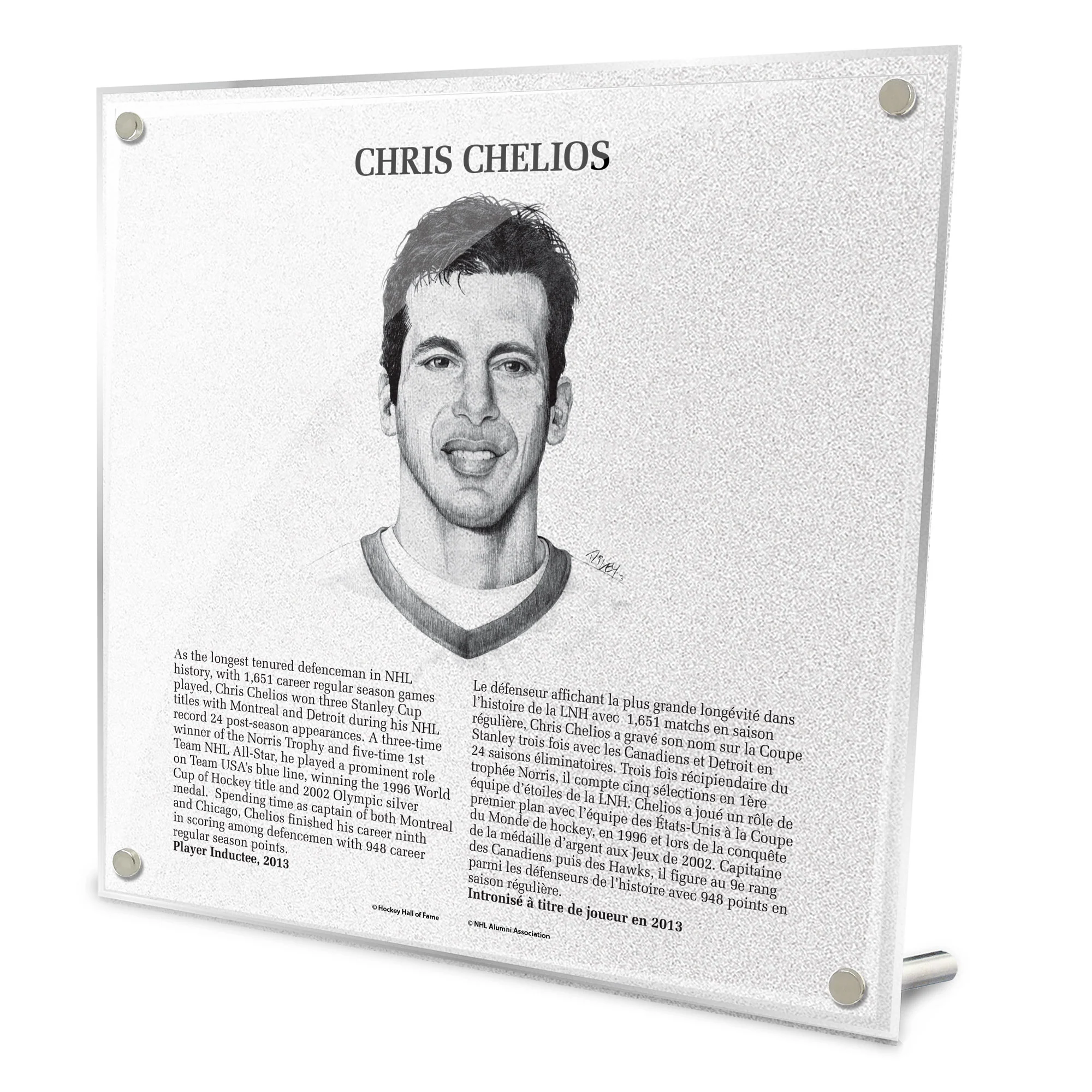 Chris Chelios Replica Hockey Hall of Fame Plaque