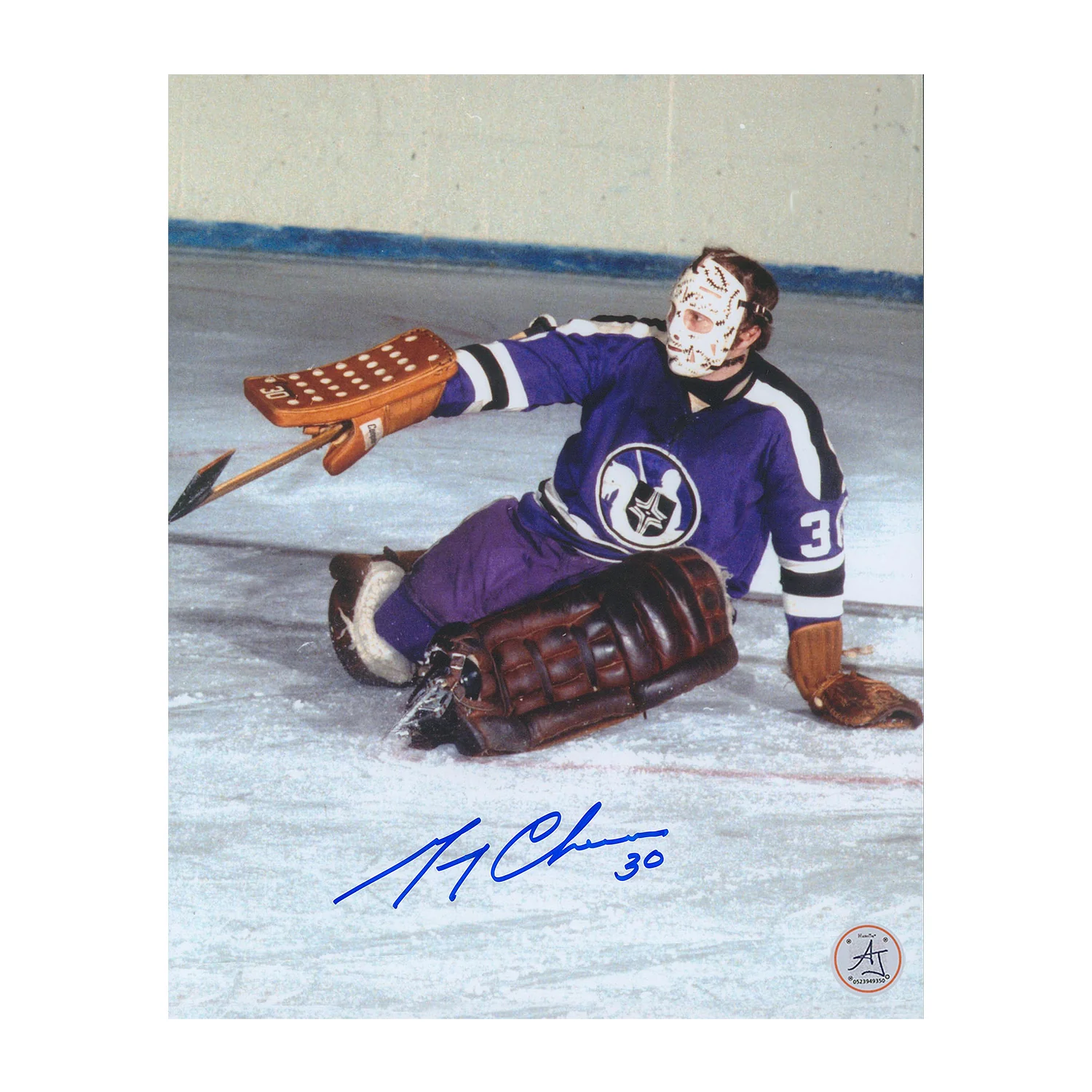 Gerry Cheevers Signed Cleveland Crusaders WHA Retro 8x10 Photo