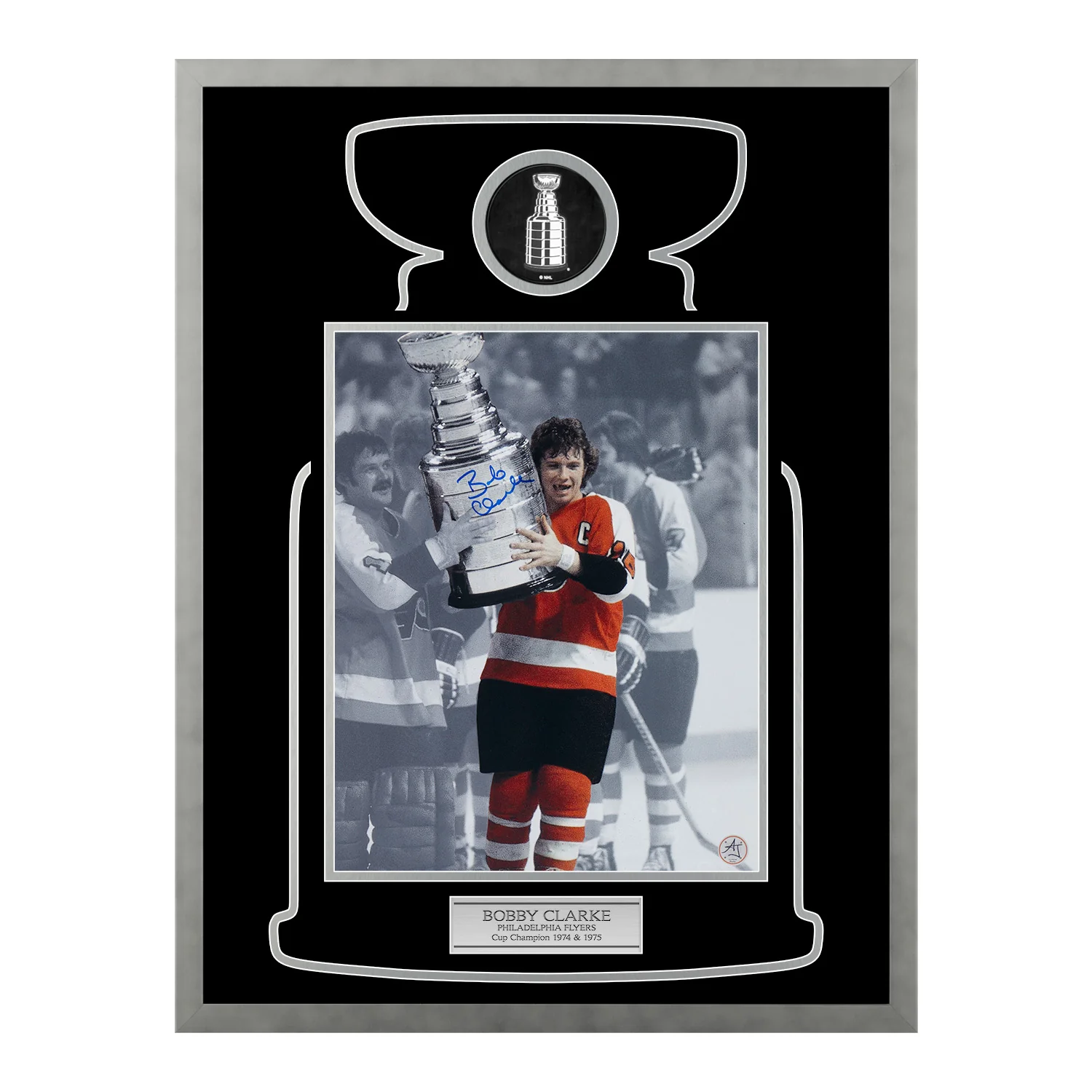 Bobby Clarke Signed Philadelphia Flyers Cup Champion 20x26 Frame