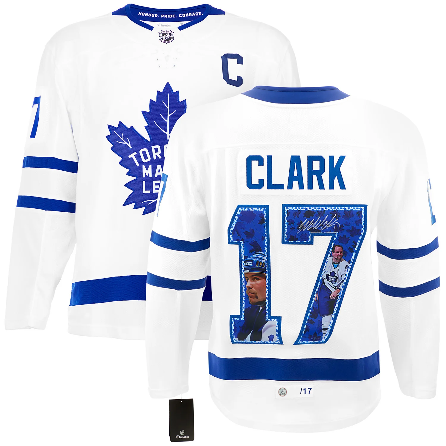 Wendel Clark Signed Toronto Maple Leafs Star Profile Art Jersey #/17 - Image 3