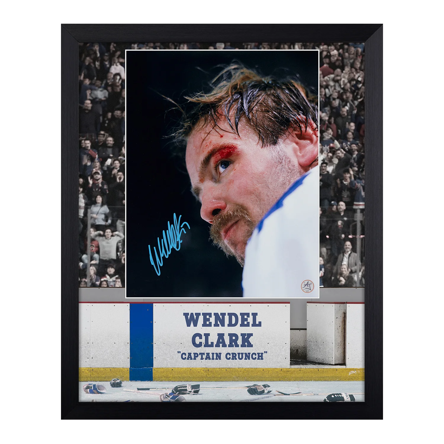 Wendel Clark Autographed Toronto Maple Leafs Hockey Warrior 19x23 Frame