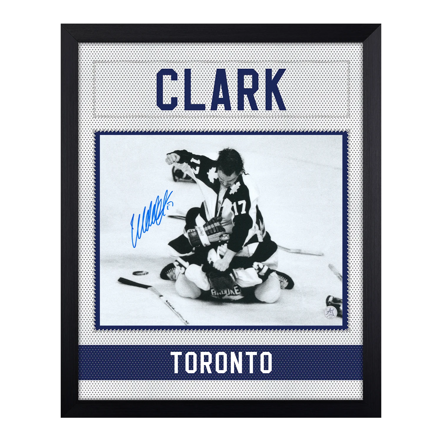 Wendel Clark Signed Toronto Maple Leafs Uniform Graphic 19x23 Frame