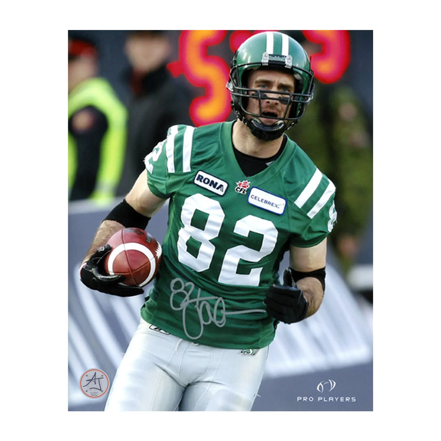 Jason Clermont Autographed Saskatchewan Roughriders Football 8x10 Photo