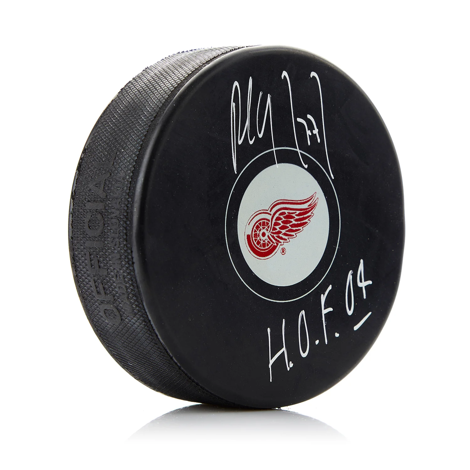 Paul Coffey Signed Detroit Red Wings Hockey Puck with HOF Note