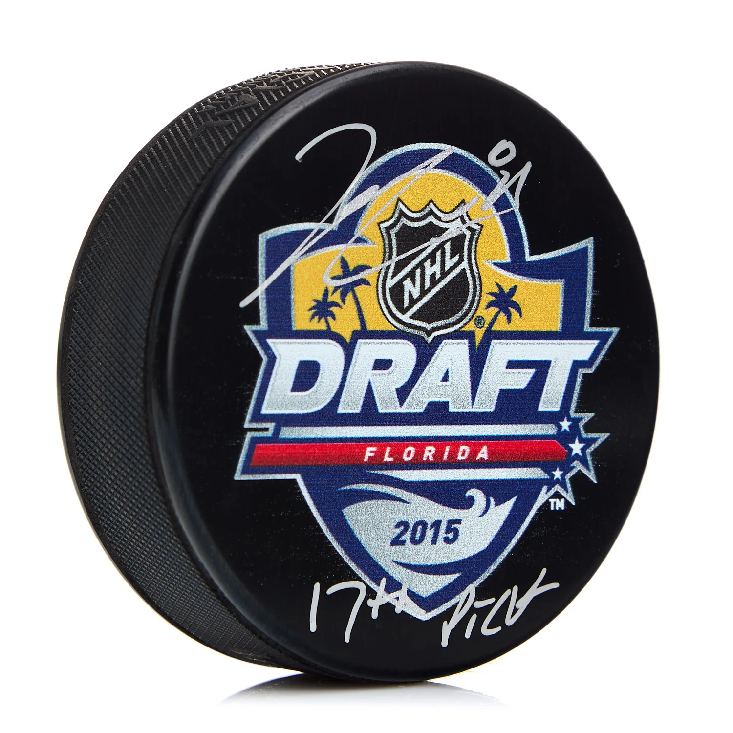 Kyle Connor Signed 2015 NHL Entry Draft Puck with 17th Pick Note