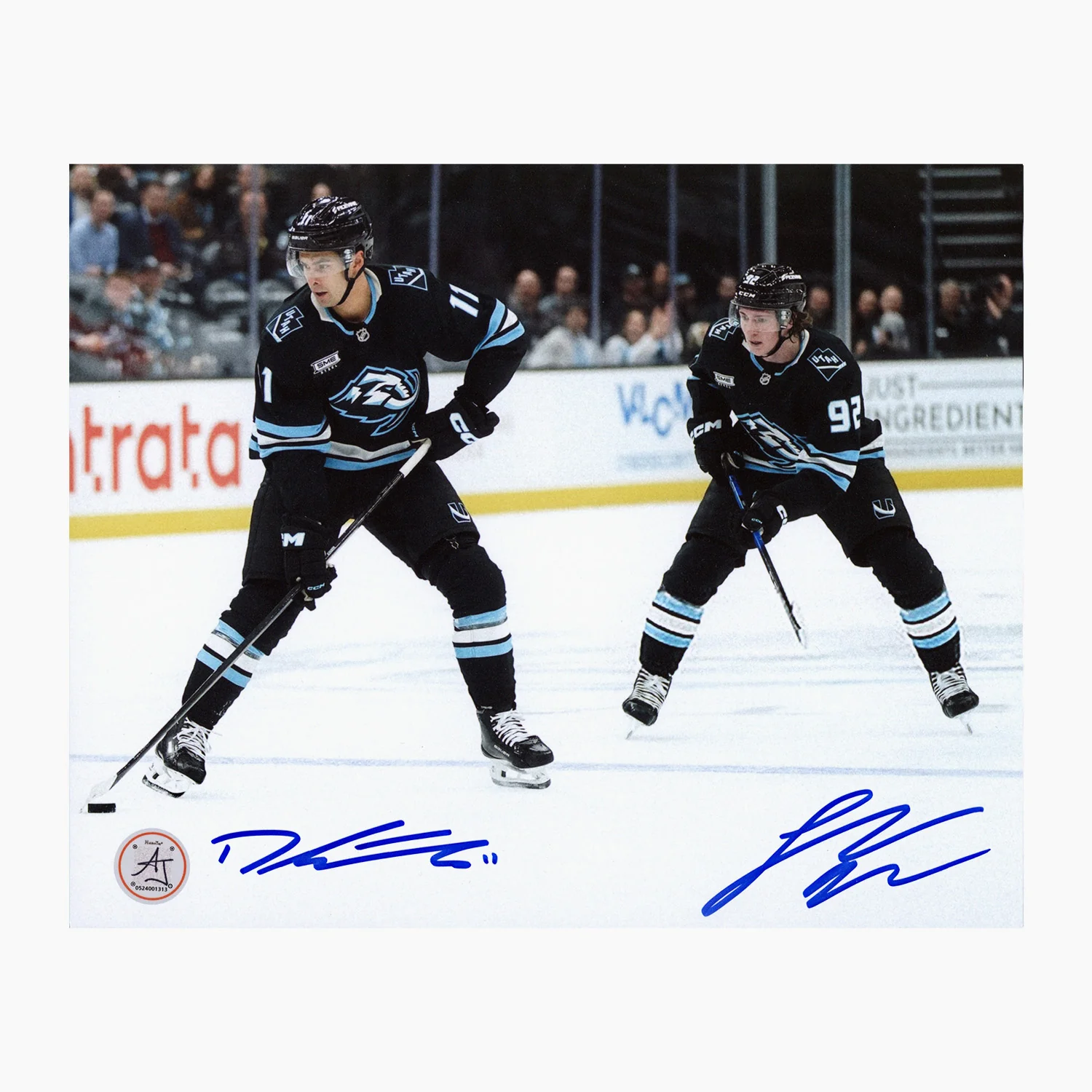 Logan Cooley & Dylan Guenther Autographed Utah Mammoth Teammates 8x10 Photo