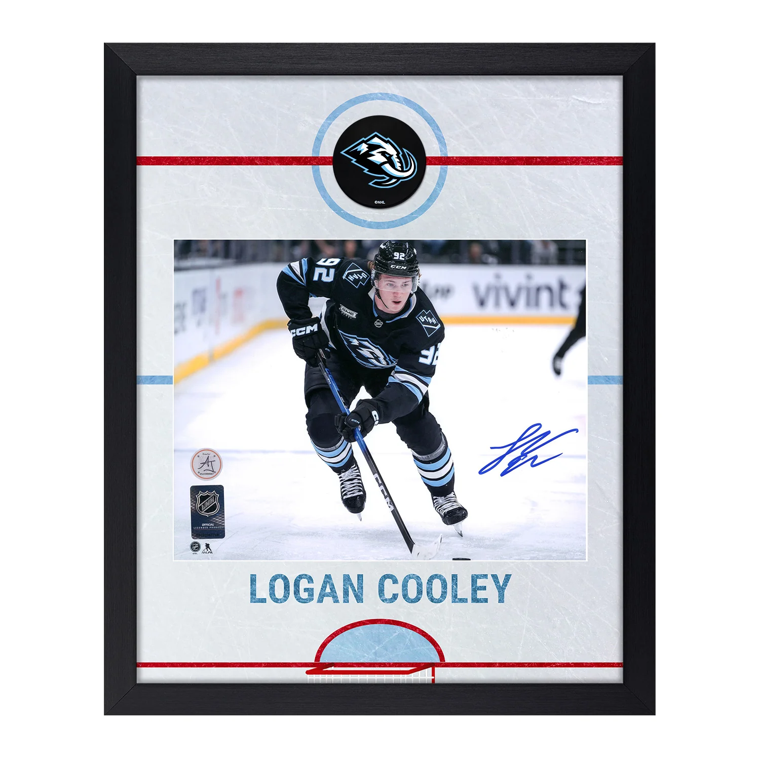 Logan Cooley Autographed Utah Mammoth Graphic Rink 18x22 Frame