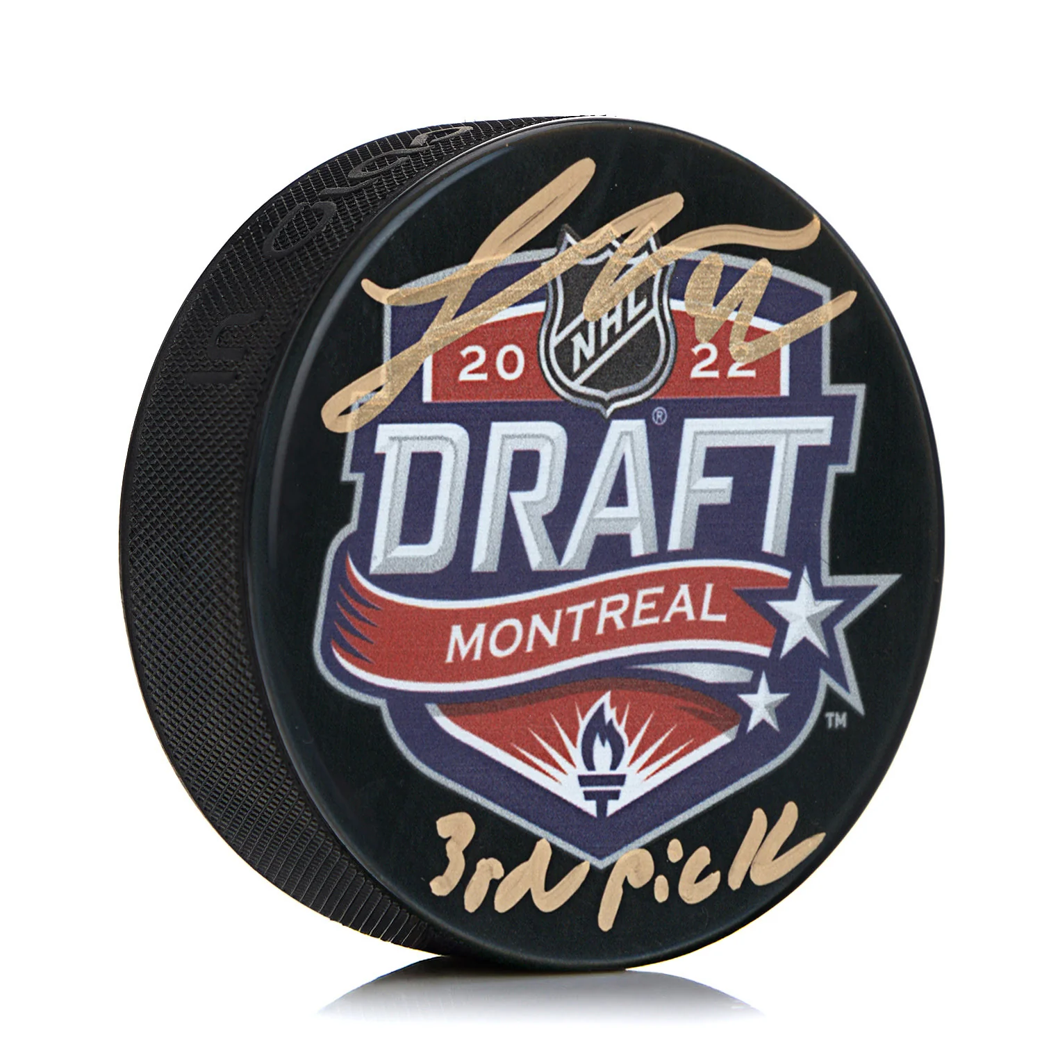 Logan Cooley Signed 2022 NHL Entry Draft Puck with 3rd Pick Note