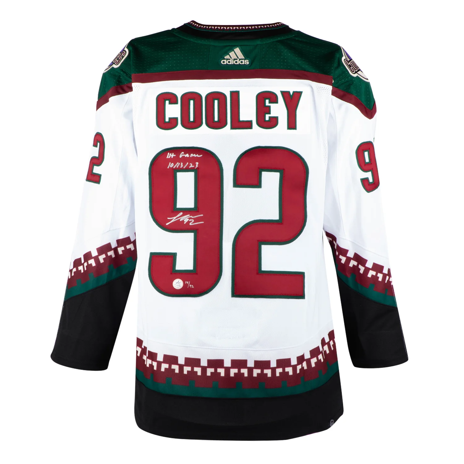 Logan Cooley Arizona Coyotes Signed & Dated 1st Game adidas Jersey /92