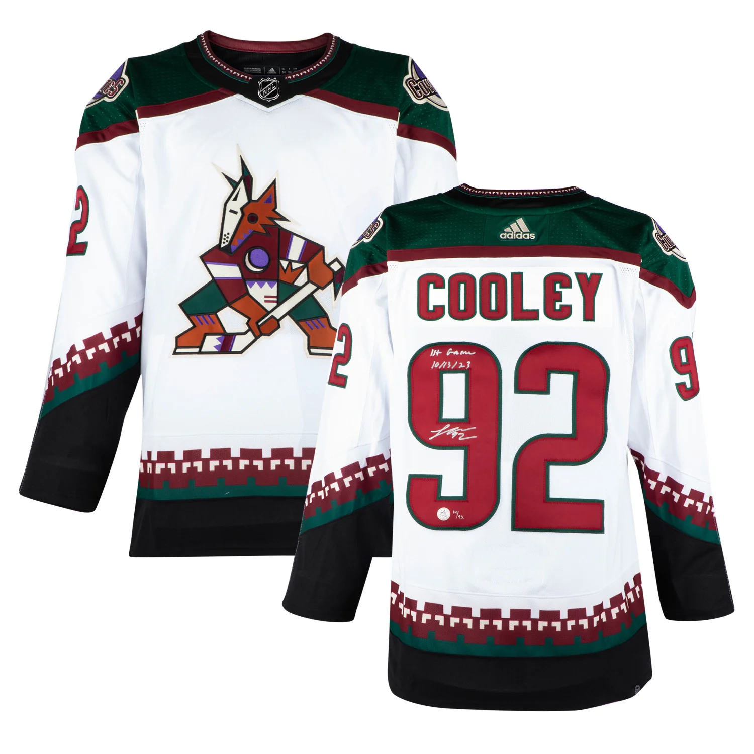 Logan Cooley Arizona Coyotes Signed & Dated 1st Game adidas Jersey /92 - Image 3