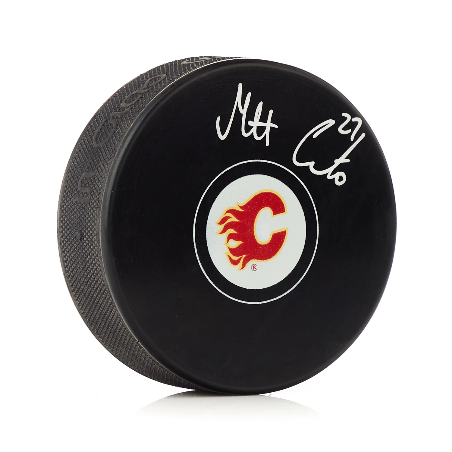 Matt Coronato Autographed Calgary Flames Hockey Puck